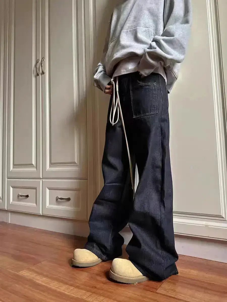 Japanese Brand Vintage washed black Y2K straight leg baggy jeans Size US 33 - 3 Thumbnail