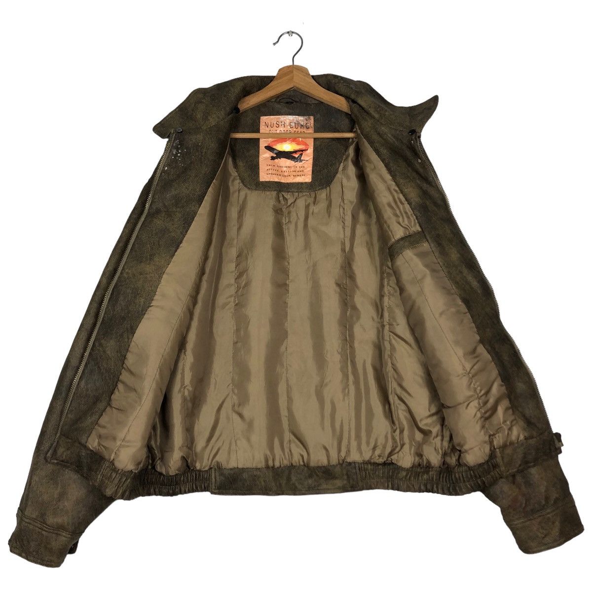 Japanese Brand 🔥Vtg Bomber Leather Jacket Parachute Nush Burg Military Size US L / EU 52-54 / 3 - 11 Thumbnail