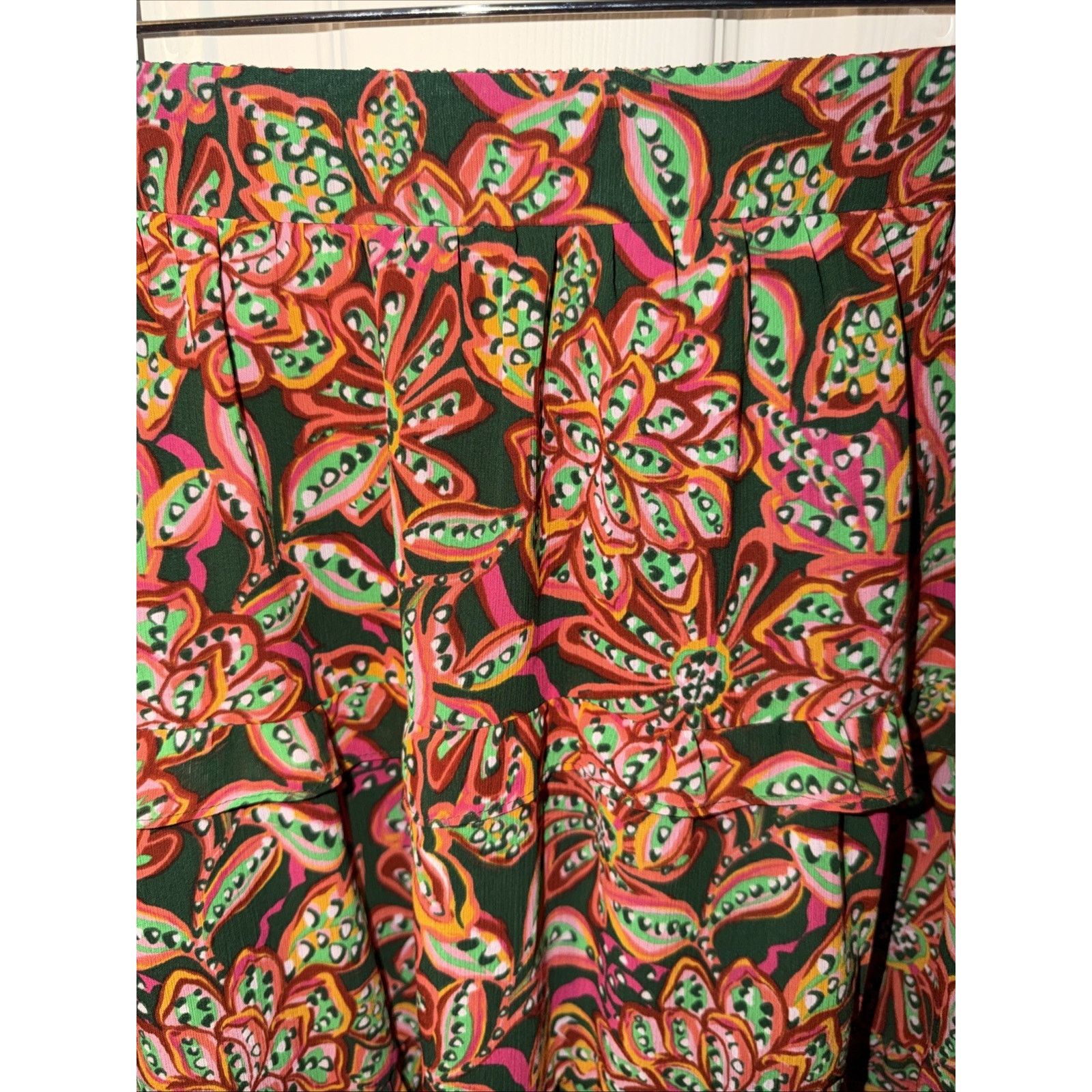 J.Crew J.Crew Ruffle Skirt Women's Size Large Orange Pink Floral Size 30" / US 8 / IT 44 - 3 Thumbnail