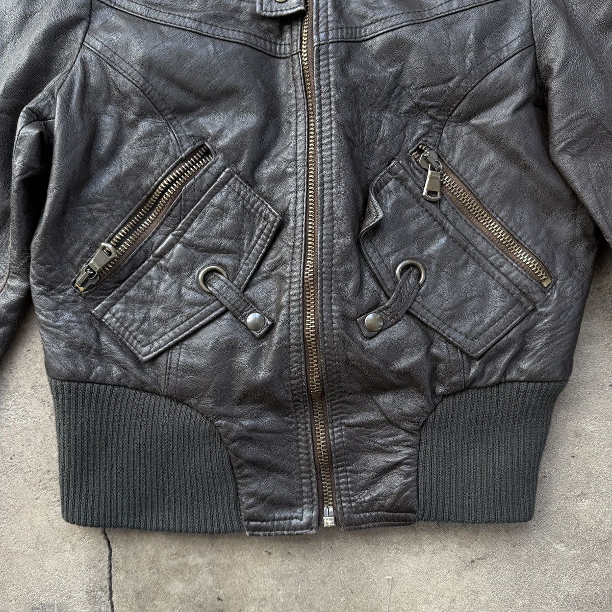 Vintage Lola & Liza Brown Vera Pelle Real Leather Crop Jacket Size M / US 6-8 / IT 42-44 - 4 Thumbnail