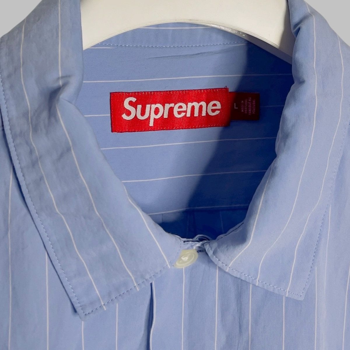 Supreme SUPREME STRIPED PAJAMA BLUE SHIRT SIZE L Size US L / EU 52-54 / 3 - 5 Thumbnail