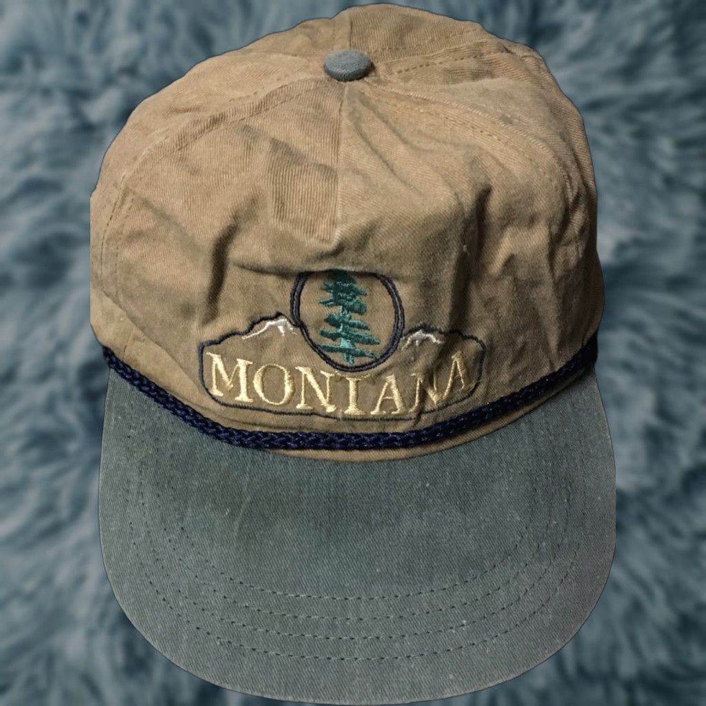 Vintage Vtg 80s Montana Faded Strapback Hat USA Trucker Biker Grunge Punk Skate 90s City Size ONE SIZE - 1 Thumbnail