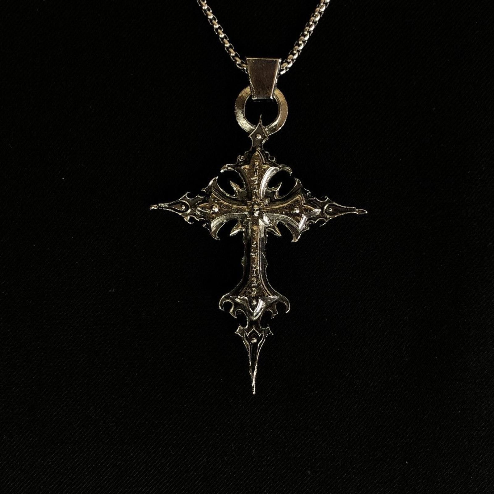 Vintage Skeleton Cross Skull Necklace Gothic Chain Size ONE SIZE - 6 Thumbnail