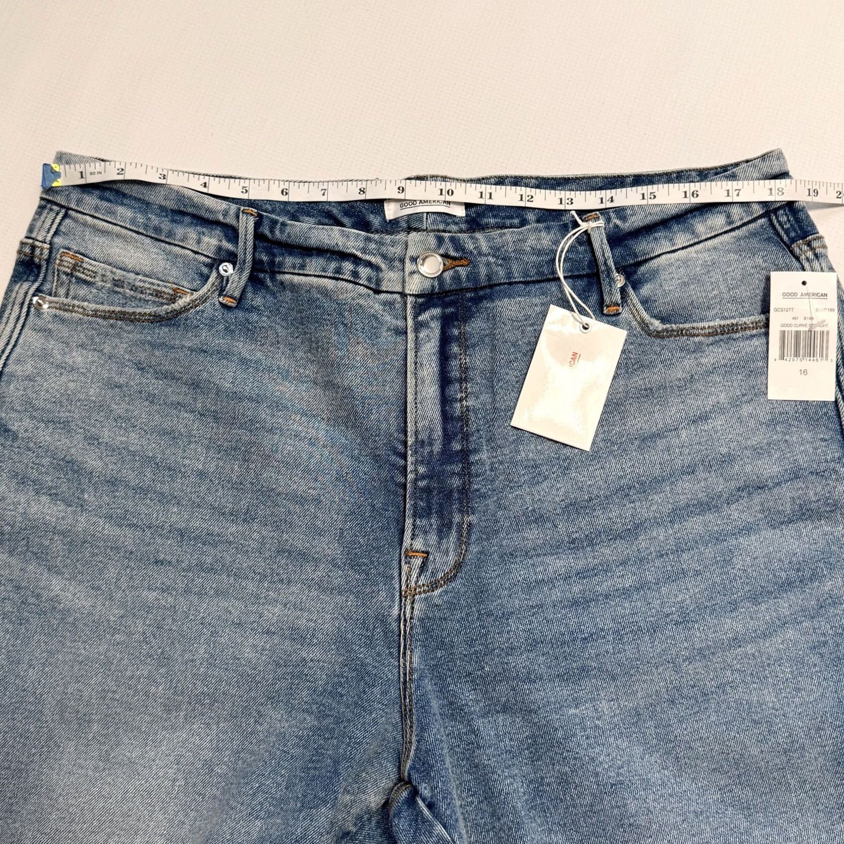 Good American Good American Jeans Womens 16 Blue High Rise Good Curve Straight Distressed Denim Jeans Regular Rise Womens Bursts of Distressed Jeans 16 Boys? Size 38" / US 16 / IT 52 - 6 Thumbnail