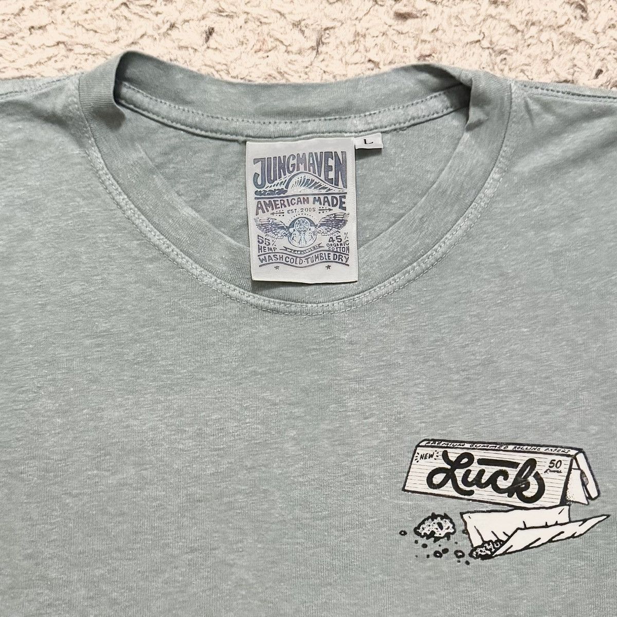 Jungmaven Jungmaven Moss Green Luck Rolling Papers Tee L Size US L / EU 52-54 / 3 - 4 Thumbnail