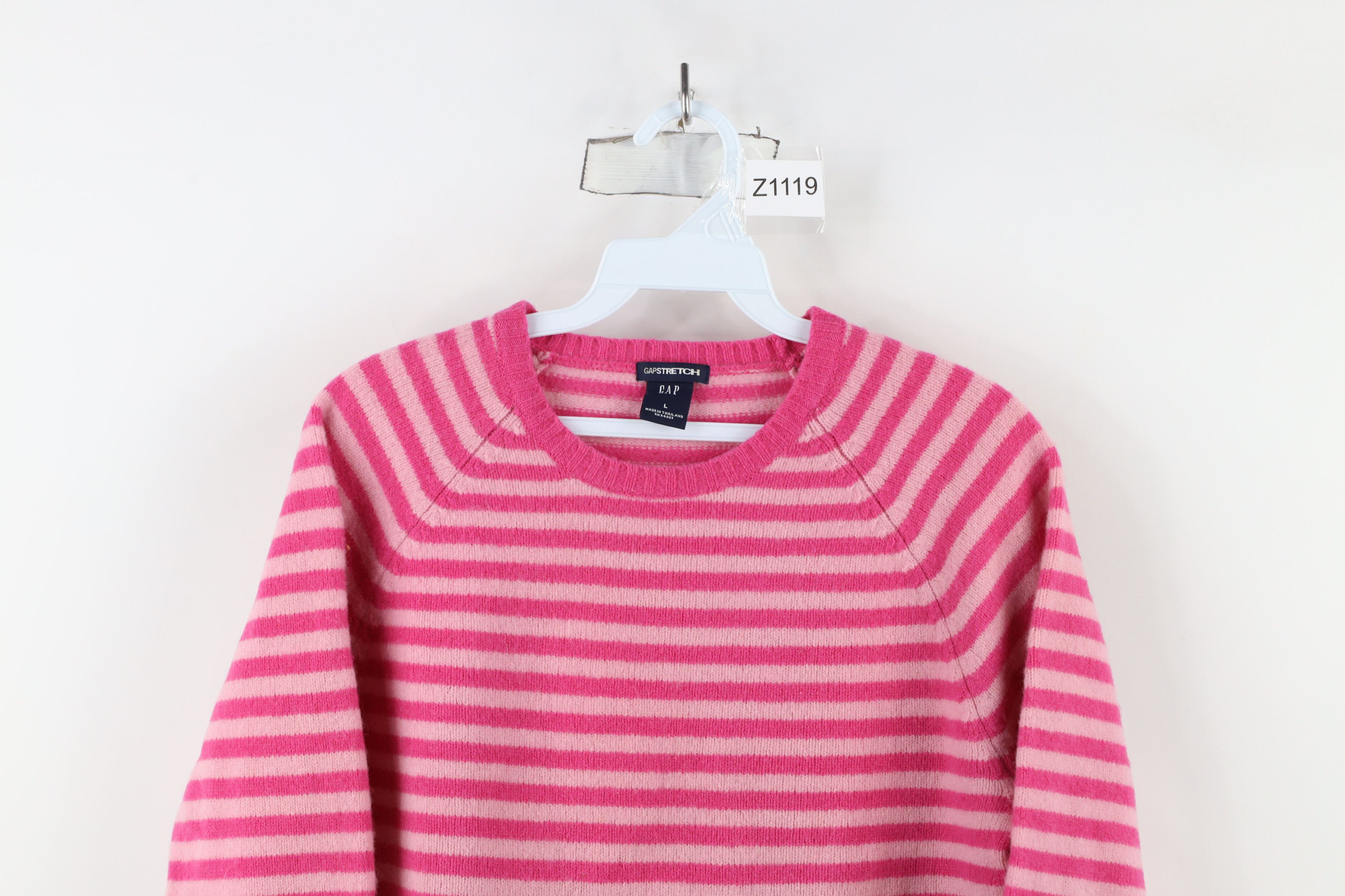 Gap × Vintage Vintage Y2K 2003 Gap Babydoll Lambswool Knit Striped Sweater Size L / US 10 / IT 46 - 2 Thumbnail