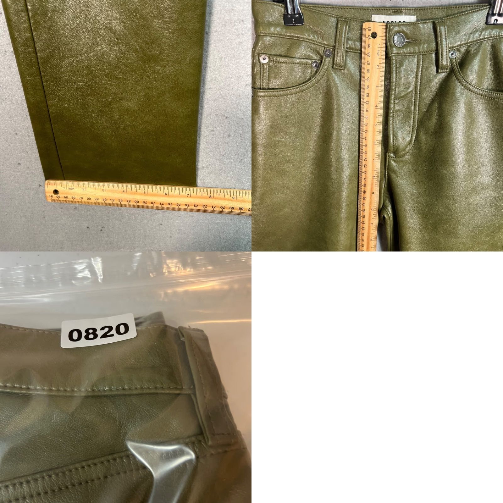 Agolde AGOLDE Pants Women's Size 23 Straight Ankle Green Recycled Leather Blend Front Zip Pockets 29in Inseam Size 40" / US 18 - 8 Thumbnail