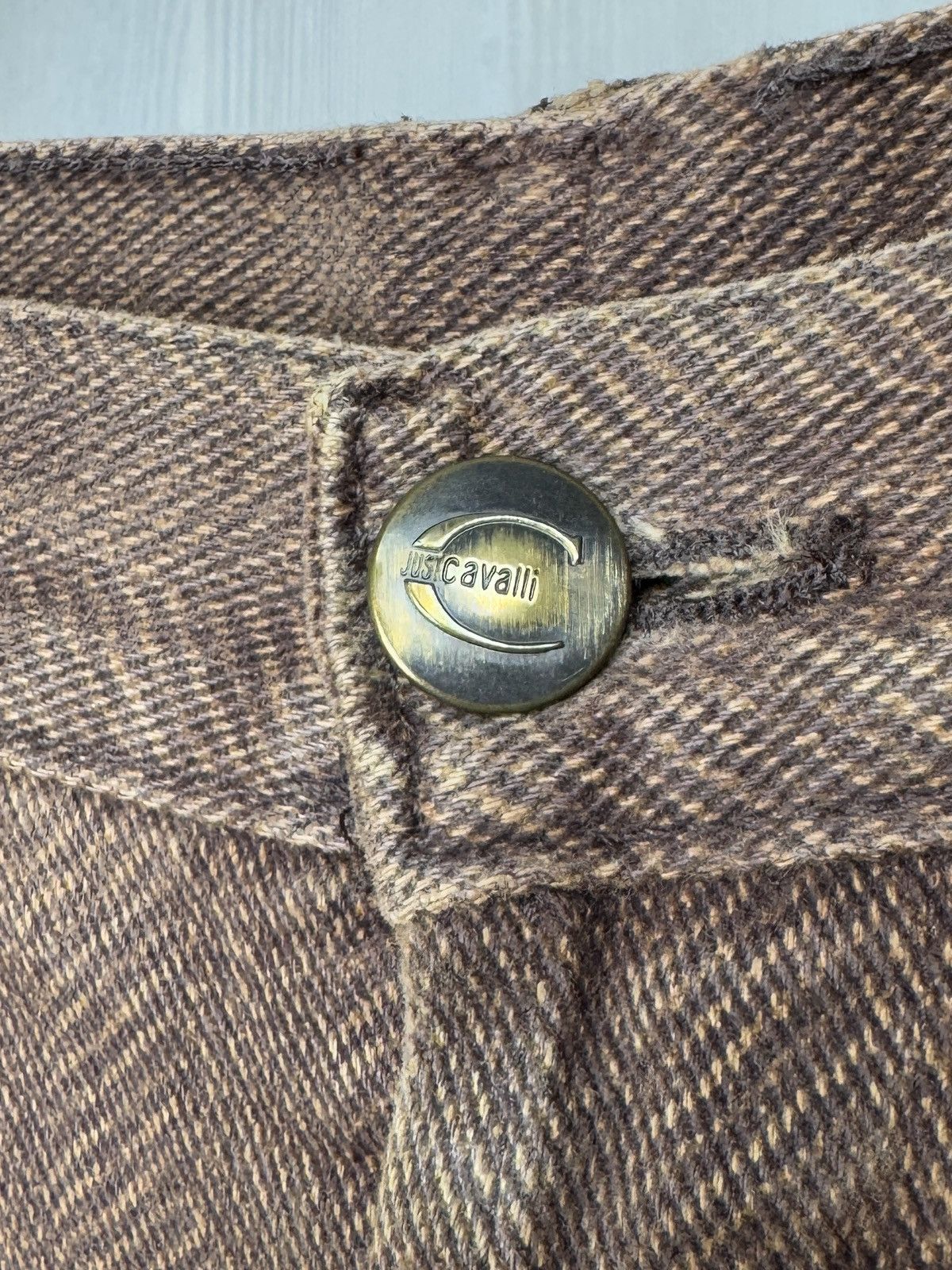 Just Cavalli Just Cavalli Herringbone Cotton Brown Denim Pants Size US 36 / EU 52 - 4 Thumbnail