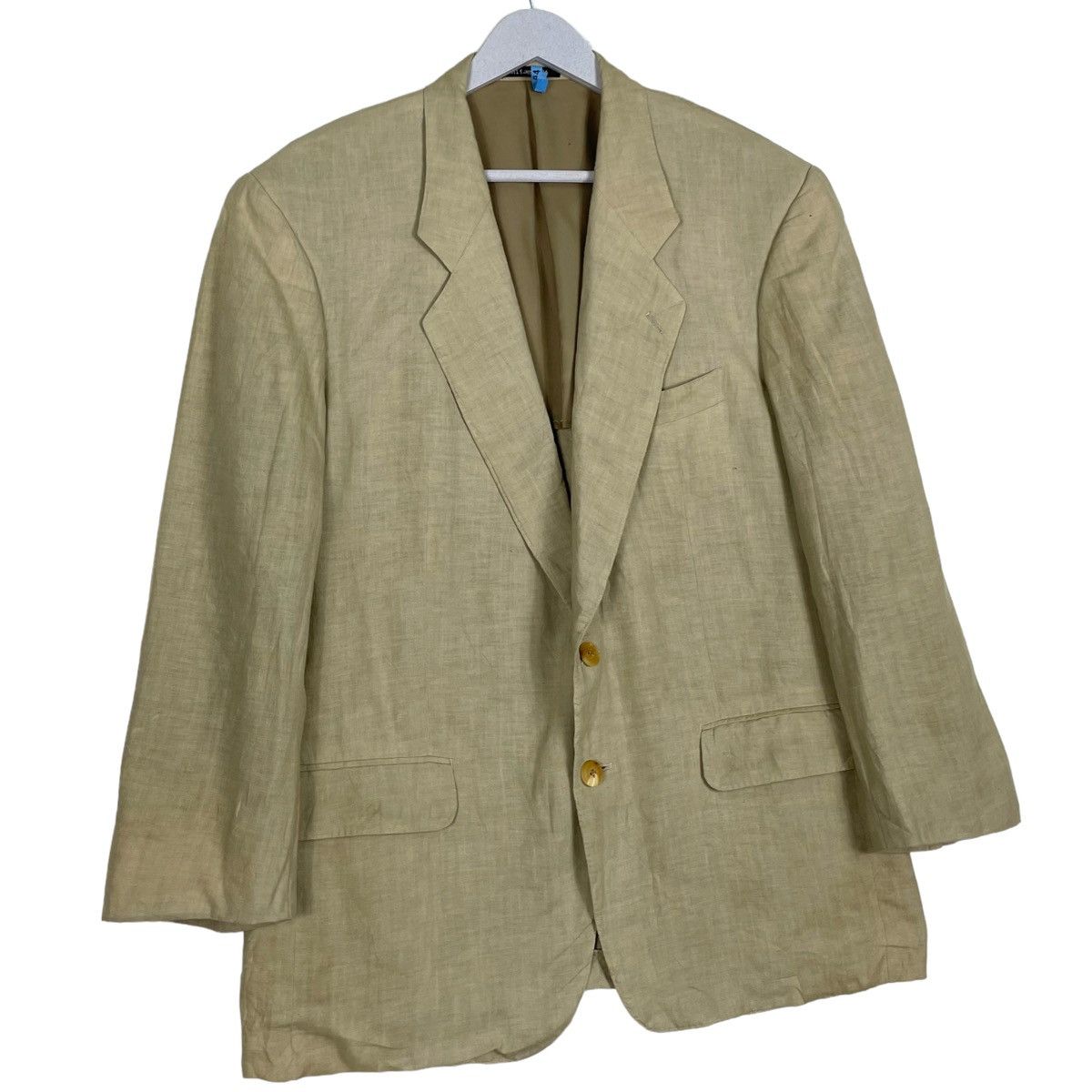 Karl Lagerfeld × Vintage 💥90s KARL LAGERFELD LINEN BUTTON BLAZER JACKET Size US L / EU 52-54 / 3 - 3 Thumbnail