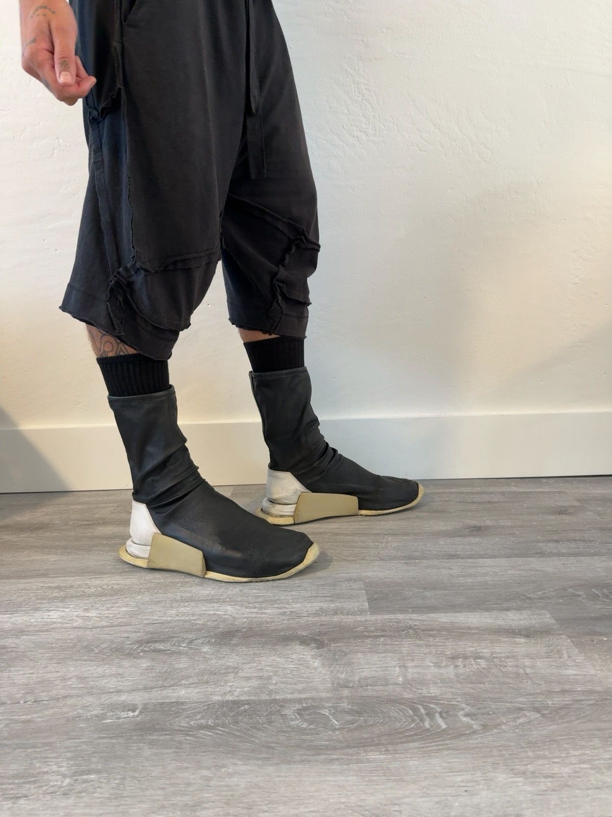 Rick Owens RICK OWENS + ADIDAS SS2017 LEATHER SOCK BOOT EU44 Size US 10.5 / EU 43-44 - 4 Thumbnail