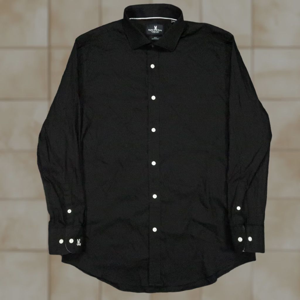 Psycho Bunny Psycho Bunny Shirt Mens Medium 16 Black Long Sleeve Slim Non-Iron Dress Button Cuff 42 in Chest Regular Size M Size US M / EU 48-50 / 2 - 1 Thumbnail