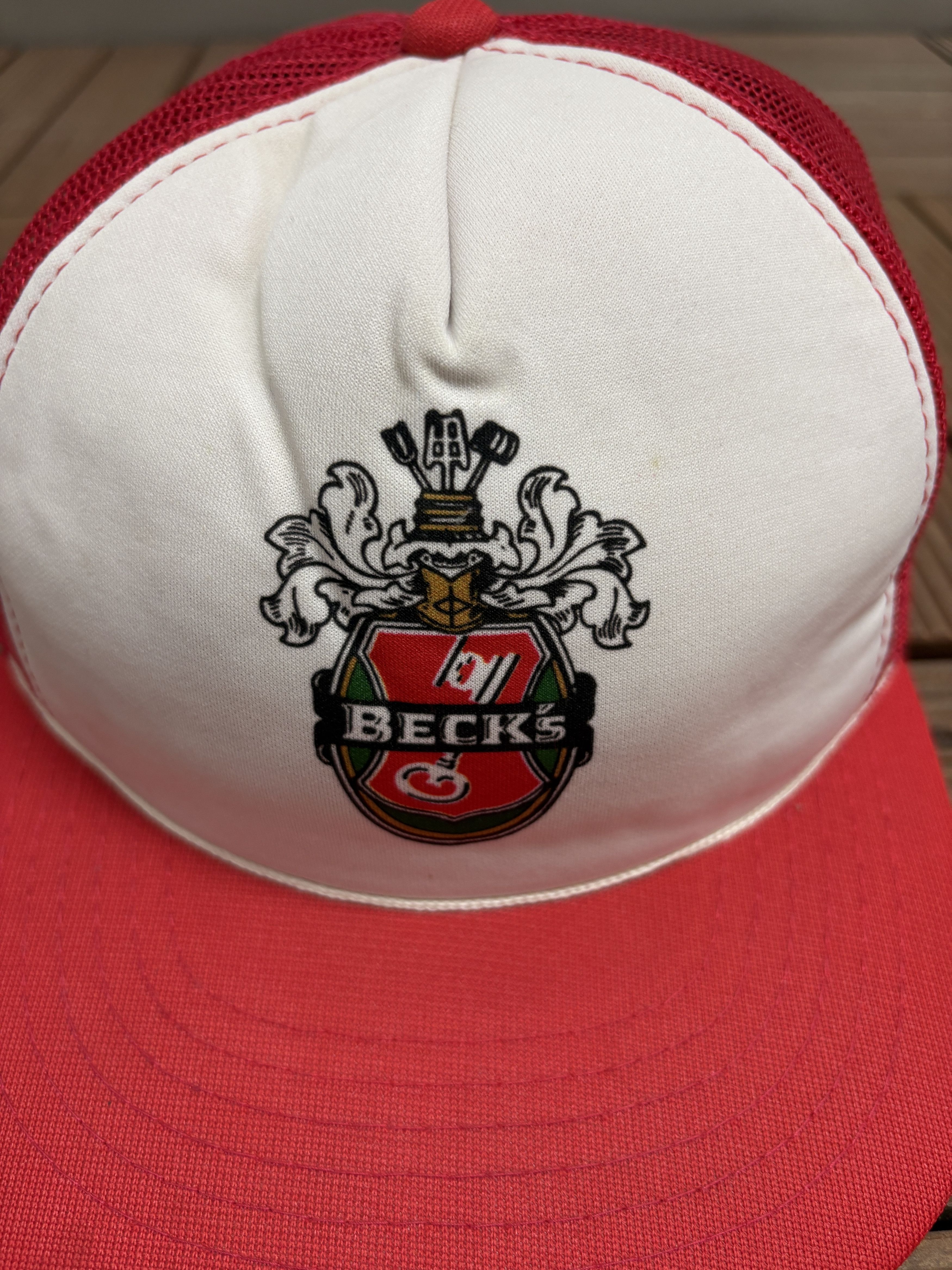Vintage Beck's Brewery Vintage White Trucker Snap Back Hat Cap Size ONE SIZE - 3 Thumbnail