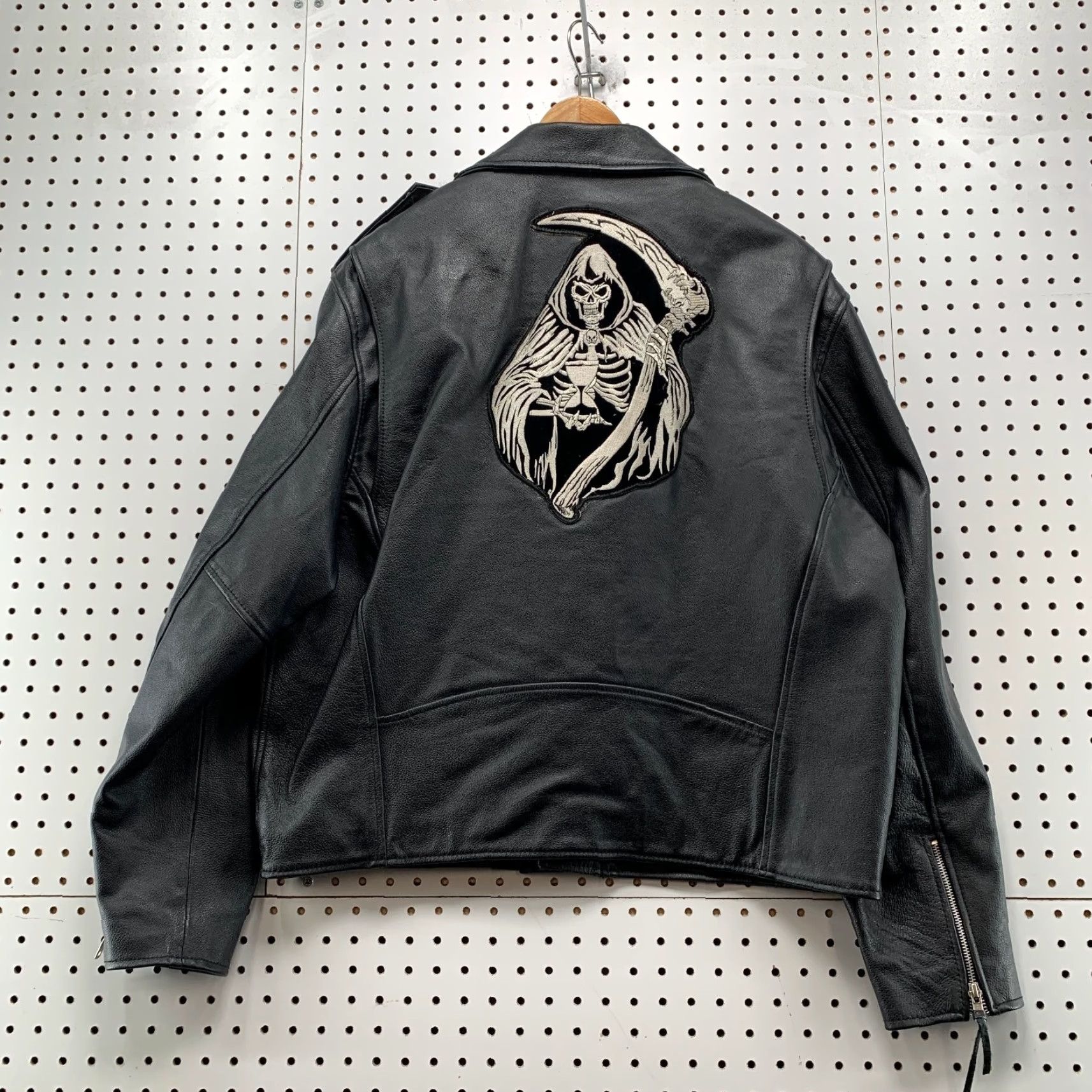 Vintage VINTAGE FMC Motorcycle Jacket Mens Size 48 Black Skeleton Reaper Biker Size US M / EU 48-50 / 2 - 2 Thumbnail