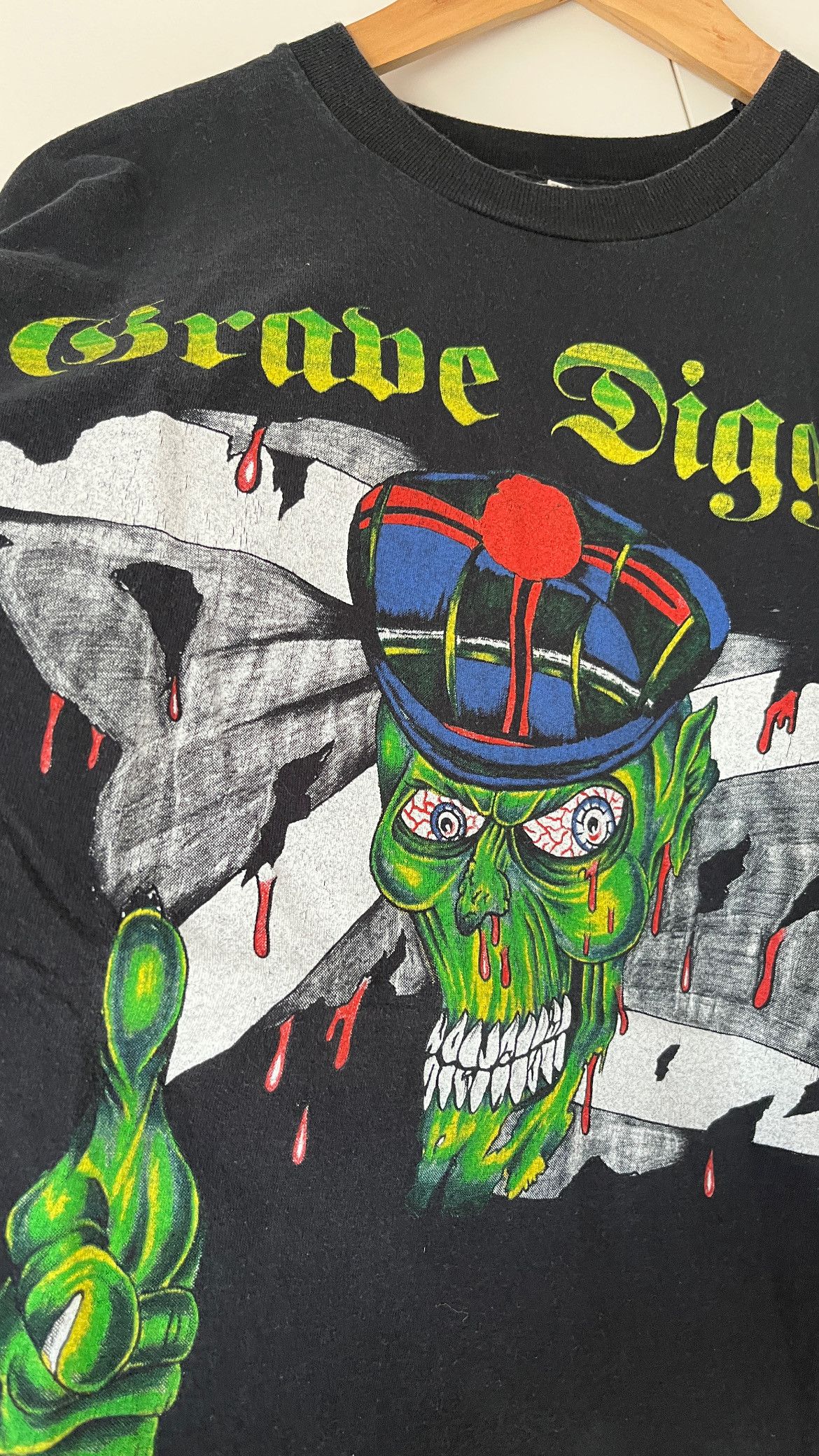 Vintage Rare 1997 Grave Digger Official Promo Tour T Shirt Size US XL / EU 56 / 4 - 5 Thumbnail
