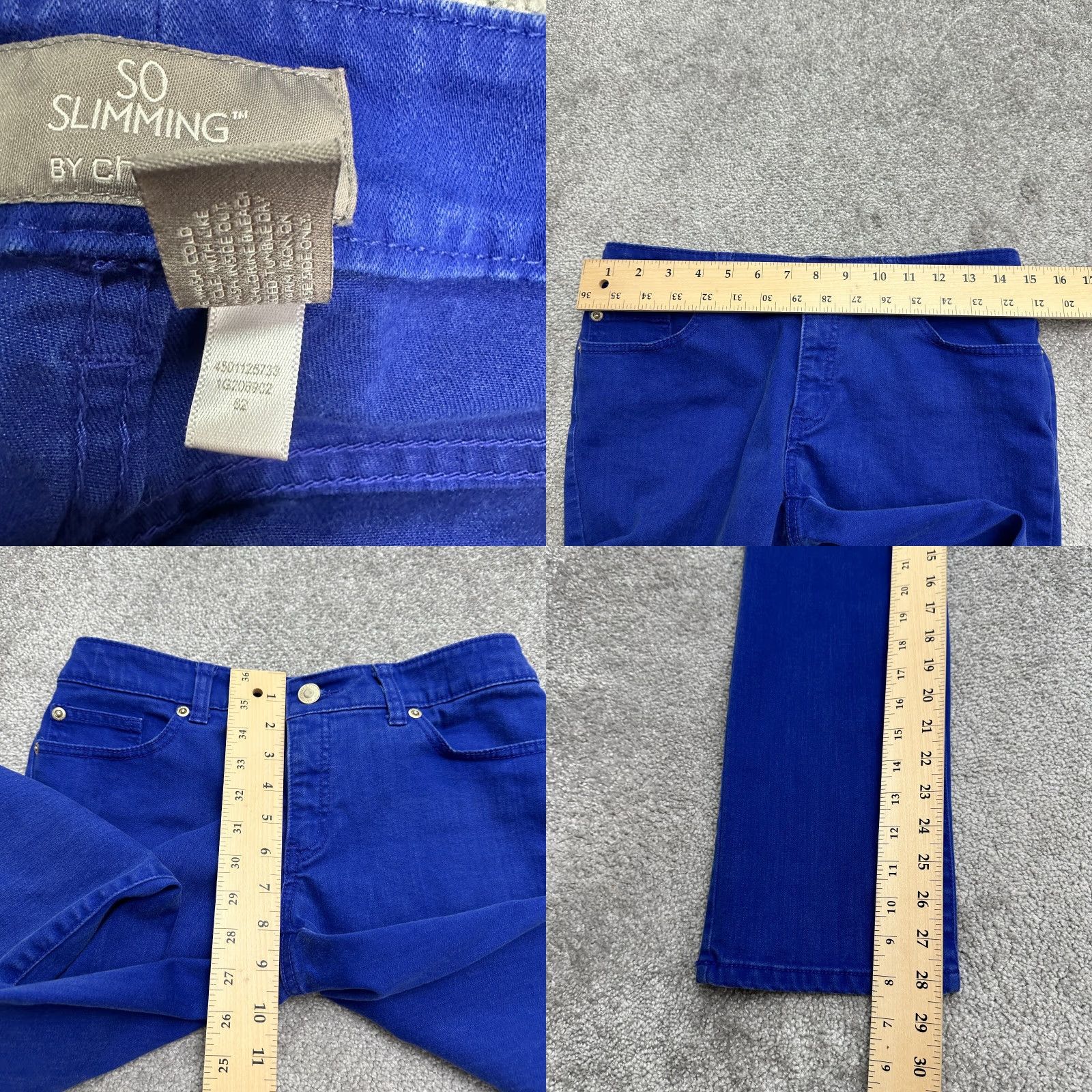 Vintage CHICO'S So Slimming Denim Jeans WOMEN 00 Regular Blue 30x28 Straight Mid Rise Slimming Stretch 5-Pocket Mens Women Girls? Size 24" / US 00 / IT 34 - 8 Thumbnail