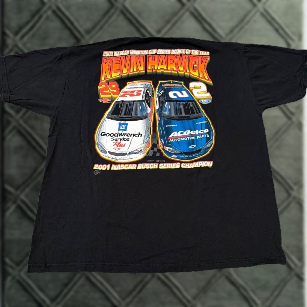 NASCAR VINTAGE Kevin Harvick NASCAR T-Shirt XL Black Rookie Of The Year Racing Men Size US XL / EU 56 / 4 - 1 Thumbnail