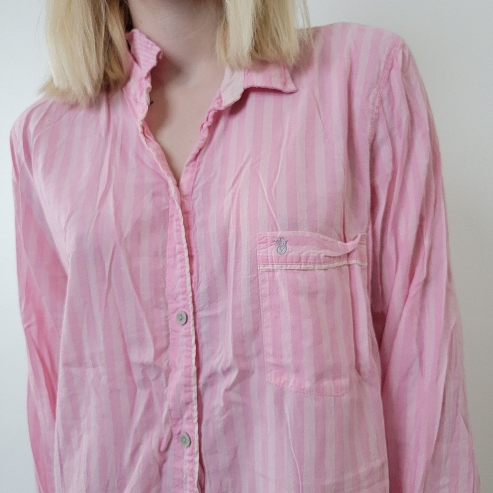 Victoria's Secret Victoria's Secret Pajama Striped Button Down Sleep Shirt Size ONE SIZE - 5 Thumbnail