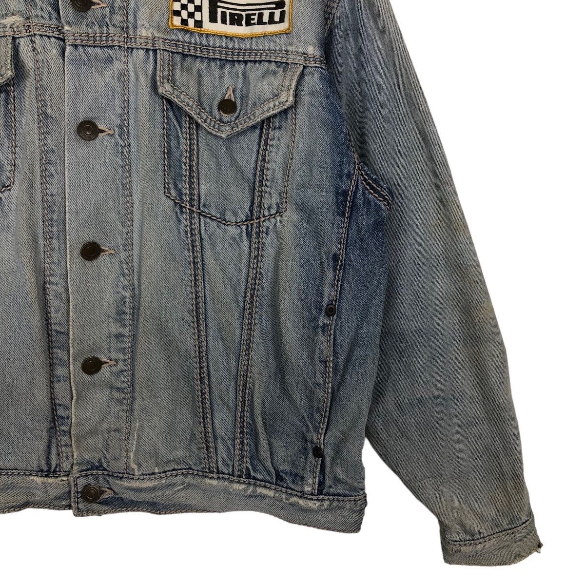 Japanese Brand 🔥Vintage Trucker Denim Jacket Racing Pirelli Italy Big Logo Size US M / EU 48-50 / 2 - 4 Thumbnail