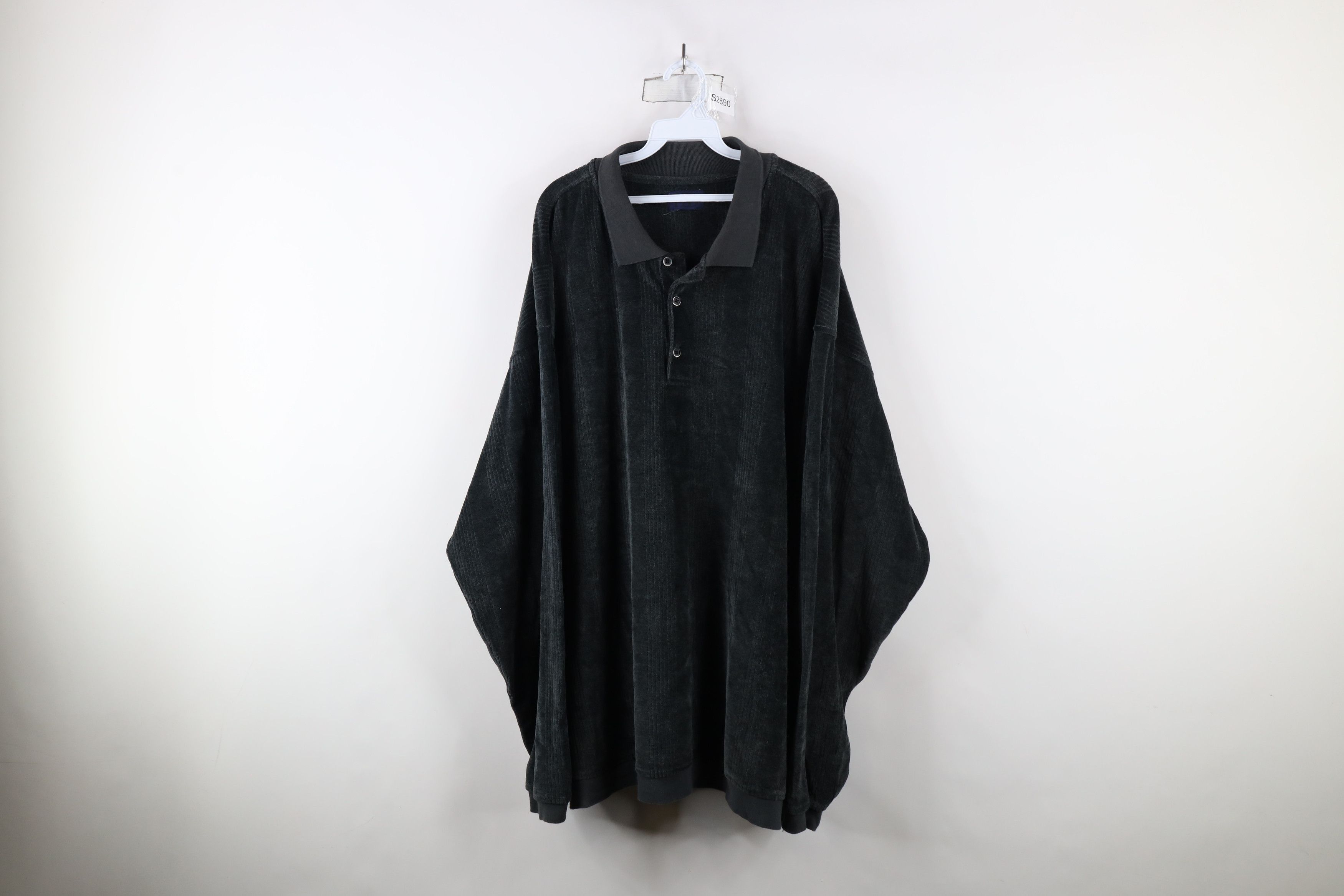 Vintage Vinage 90s Streetwear Velour Pullover Polo Shirt Gray Size US XXL / EU 58 / 5 - 1 Thumbnail