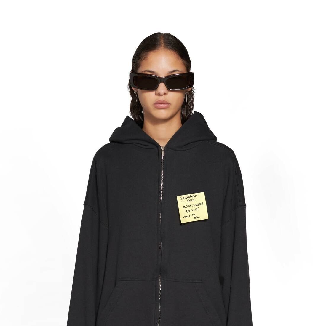 Balenciaga o1w1db10125 Sticky Note Zip-Up Hoodie Medium Fit in Black Size US XL / EU 56 / 4 - 5 Thumbnail