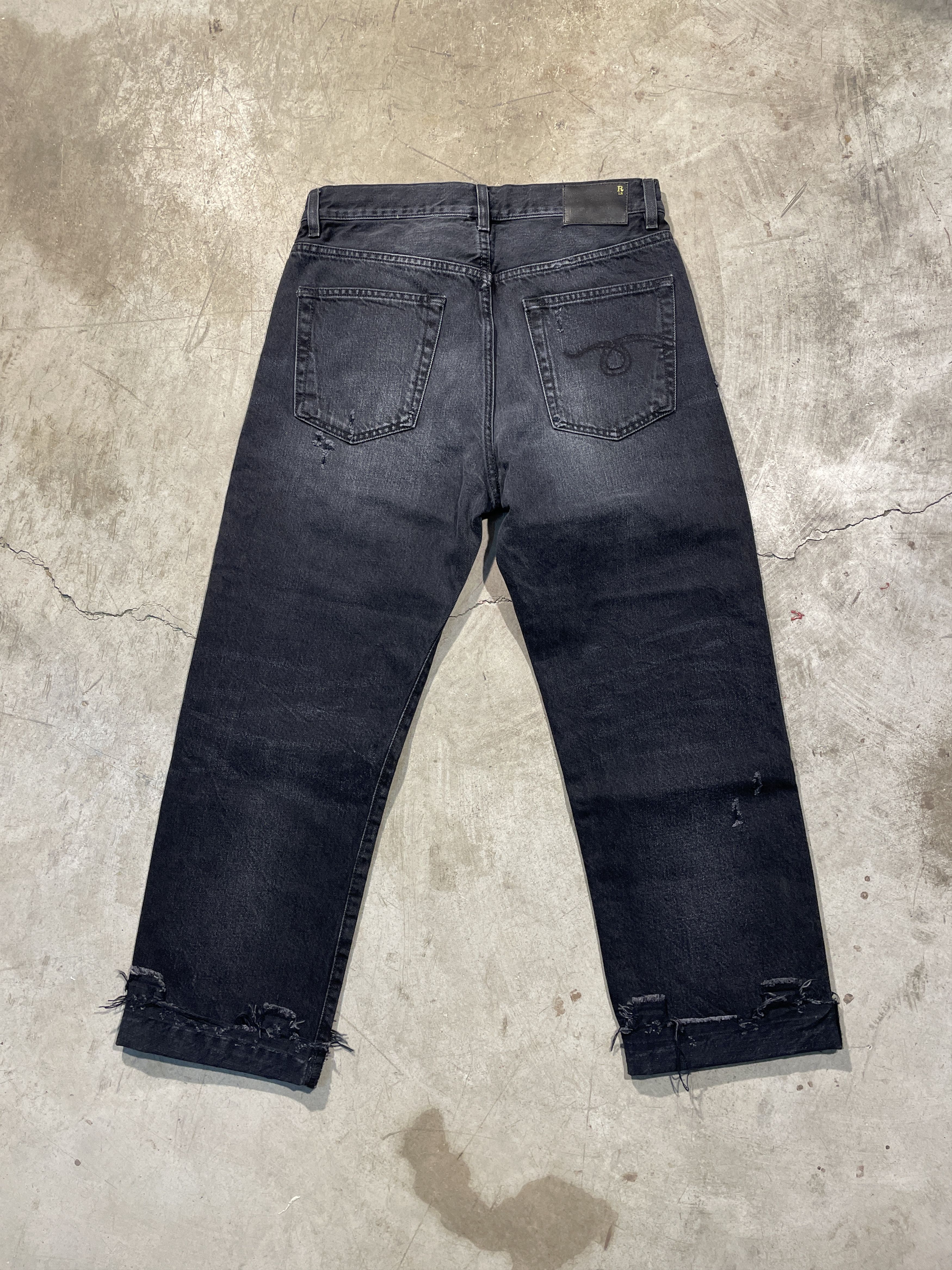 R13 R13 Boyfriend - JAKE BLACK Jeans Size 26" / US 2 / IT 38 - 2 Thumbnail