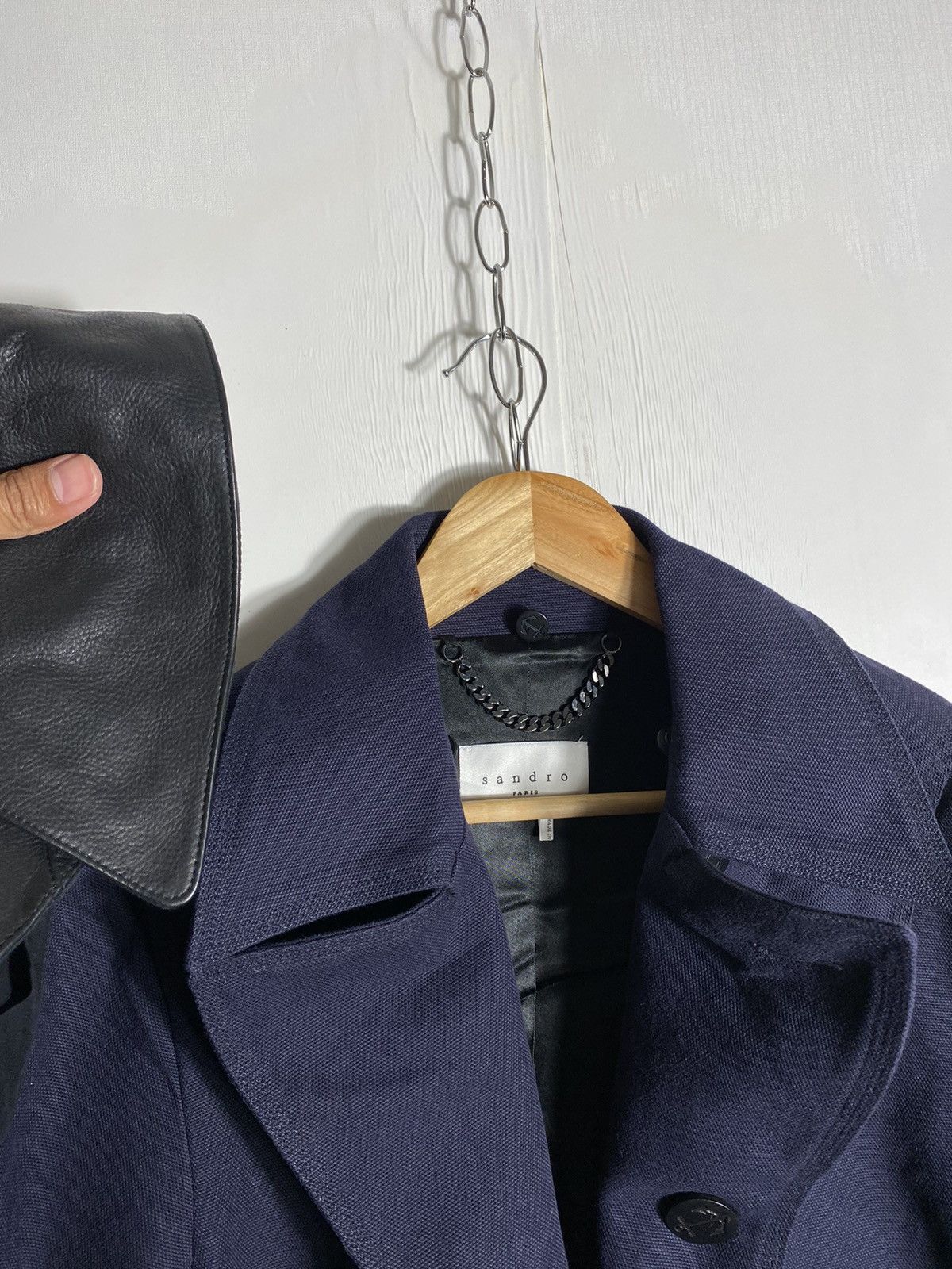 Sandro SANDRO Detachable Collar Double Breasted Jacket Size US M / EU 48-50 / 2 - 10 Thumbnail