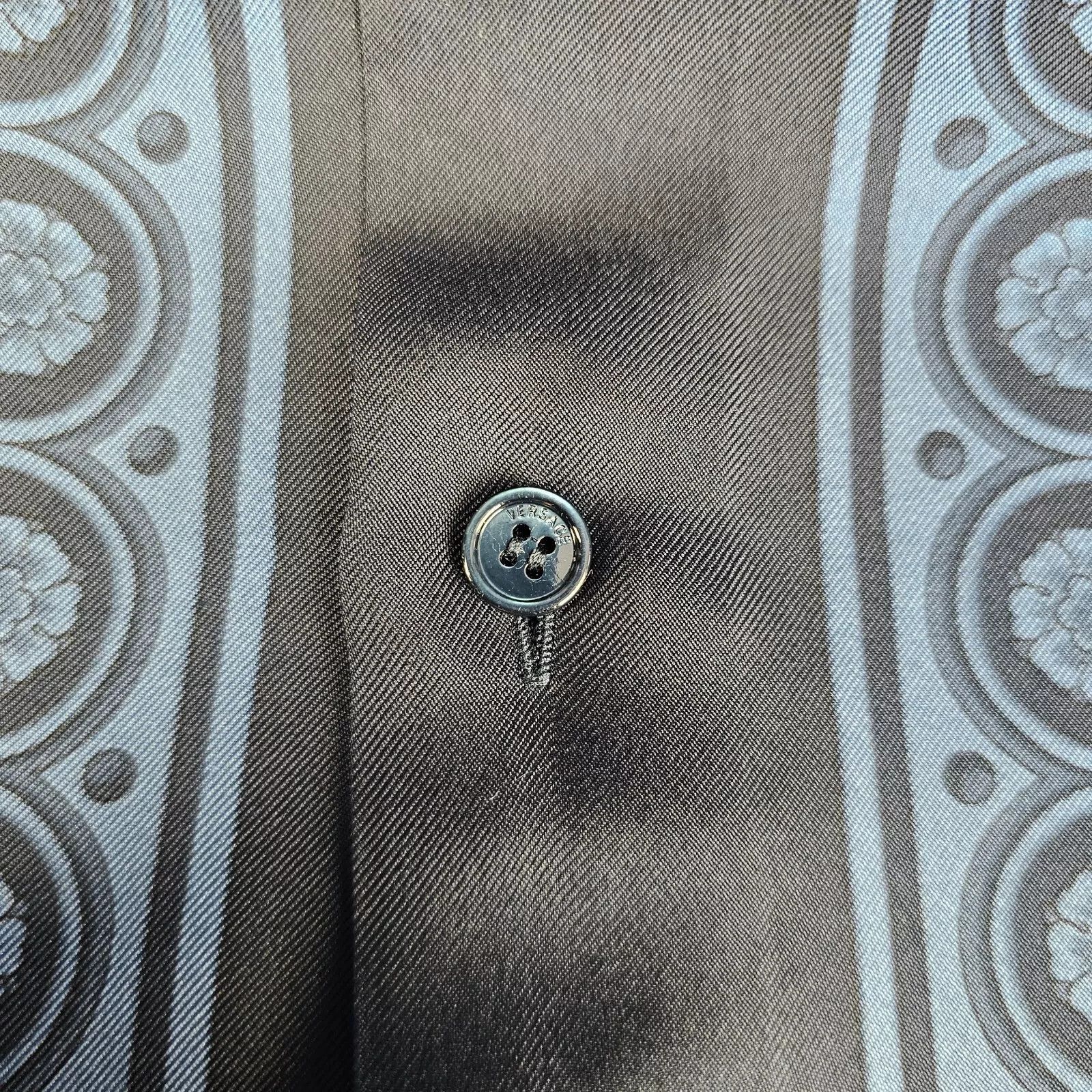 Versace Versace Barocco Navy/Blue Silk Shirt New IT54 Size US L / EU 52-54 / 3 - 3 Thumbnail