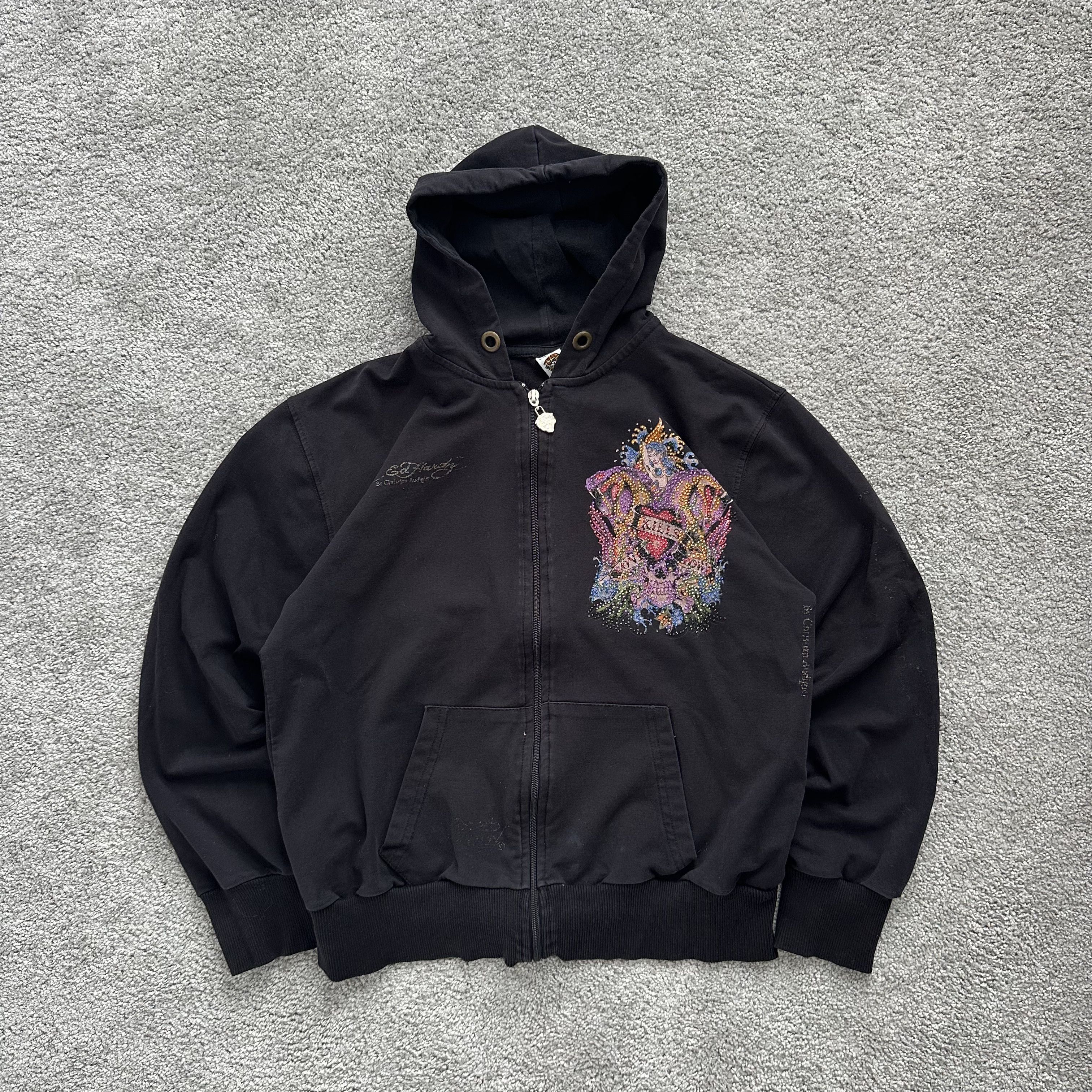 Christian Audigier Ed Hardy Zip Up Big Logo y2k Baggy Hoodie Size US XS / EU 42 / 0 - 5 Thumbnail
