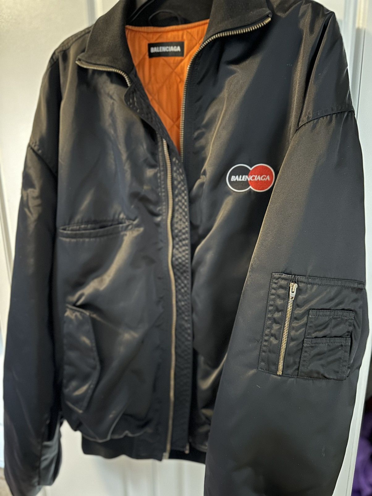 Balenciaga Balenciaga Mens Bomber Jacket with Orange Lining Size US S / EU 44-46 / 1 - 5 Thumbnail