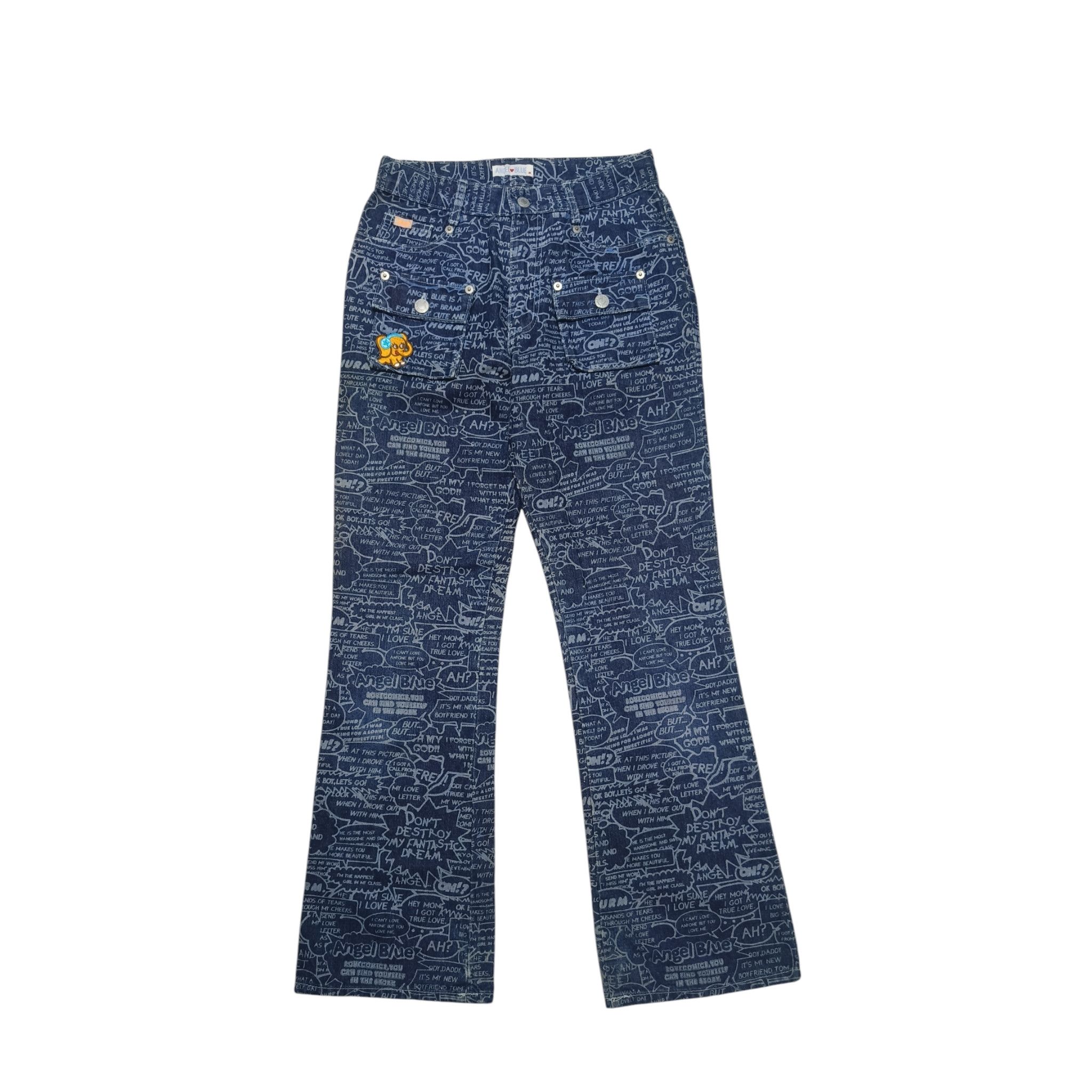 Angel Blue Vintage Y2K ANGEL BLUE Comic Printed AOP Stretch Jeans Pants Size 26" / US 2 / IT 38 - 1 Thumbnail