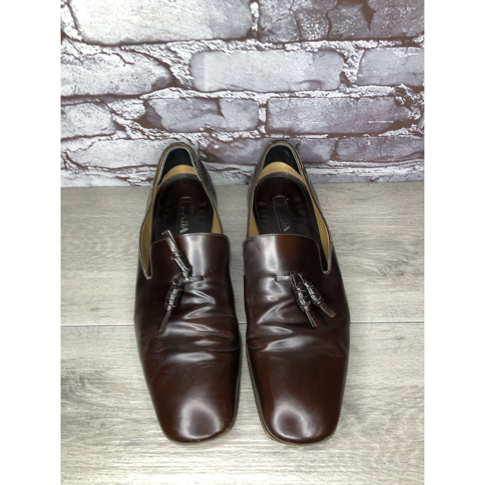 Prada Prada Milano Brown Leather Designer Tassel Loafers Dress Sho Size US 11 / EU 44 - 15 Thumbnail