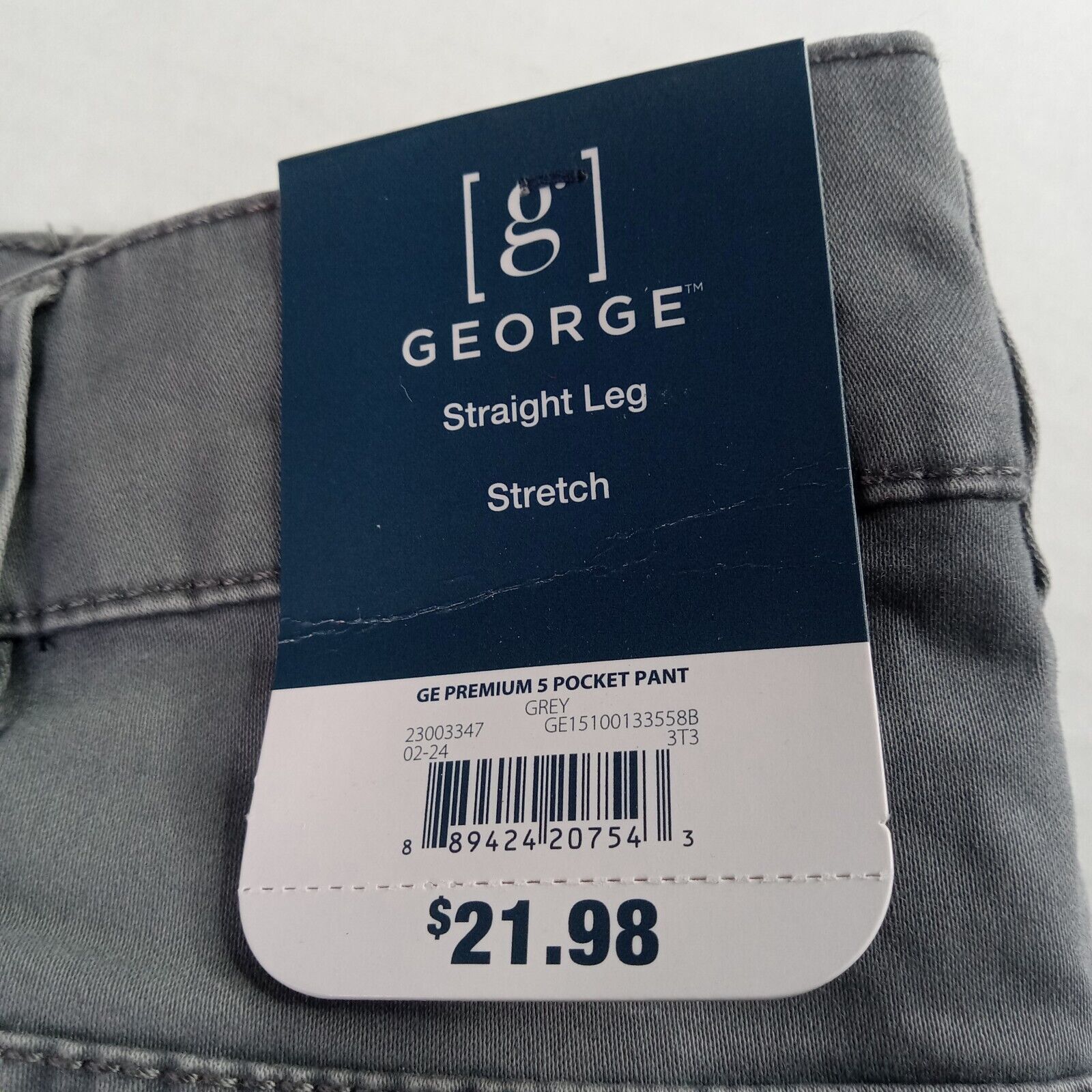 George George Chino Pants Mens Size 44x30 Gray Straight Leg Stretch Size US 44 / EU 60 - 8 Thumbnail