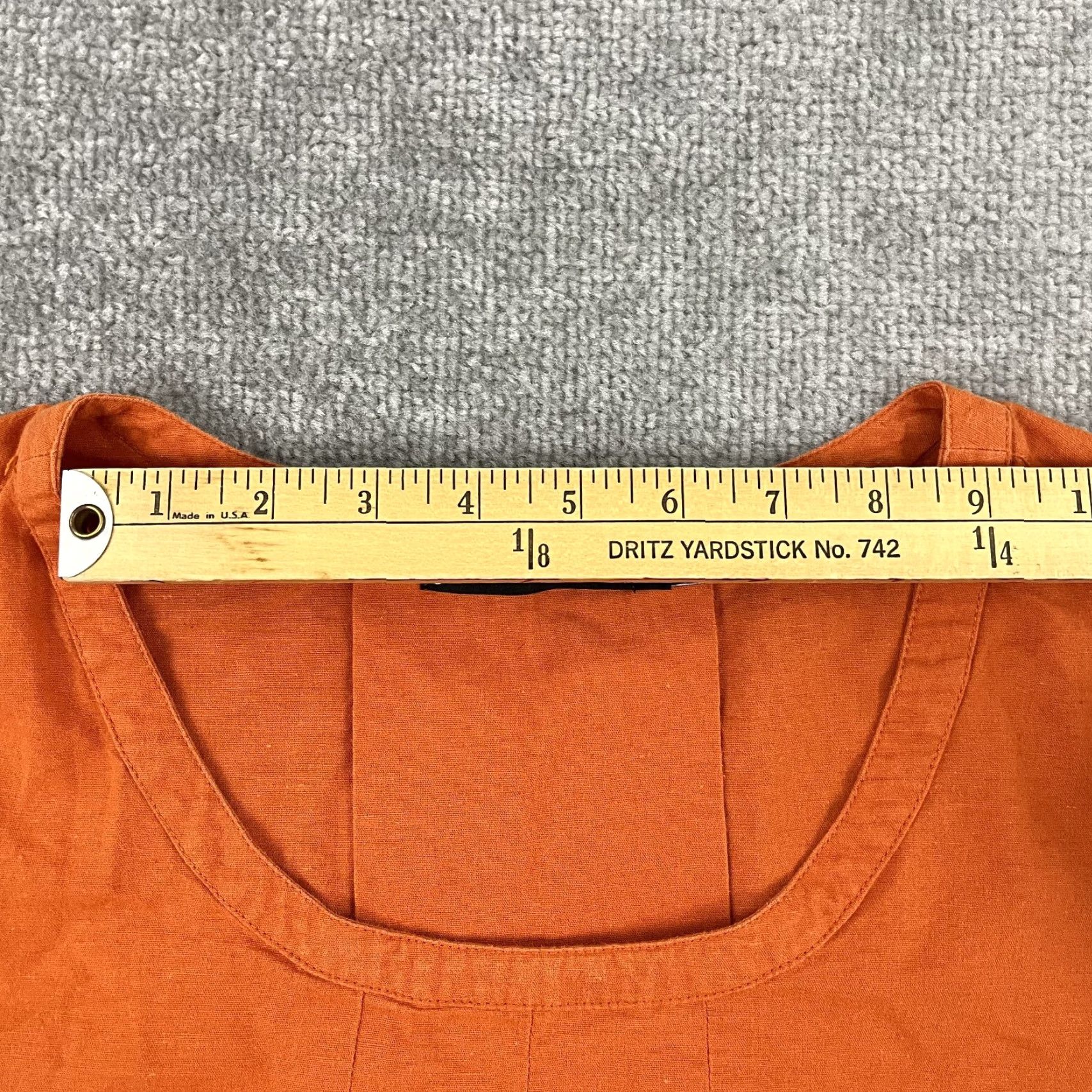 Vintage VINTAGE Gudrun Sjoden Dress Womens Medium Orange Pockets Linen Cotton Scoop Neck Casual Summer Size M / US 6-8 / IT 42-44 - 7 Thumbnail