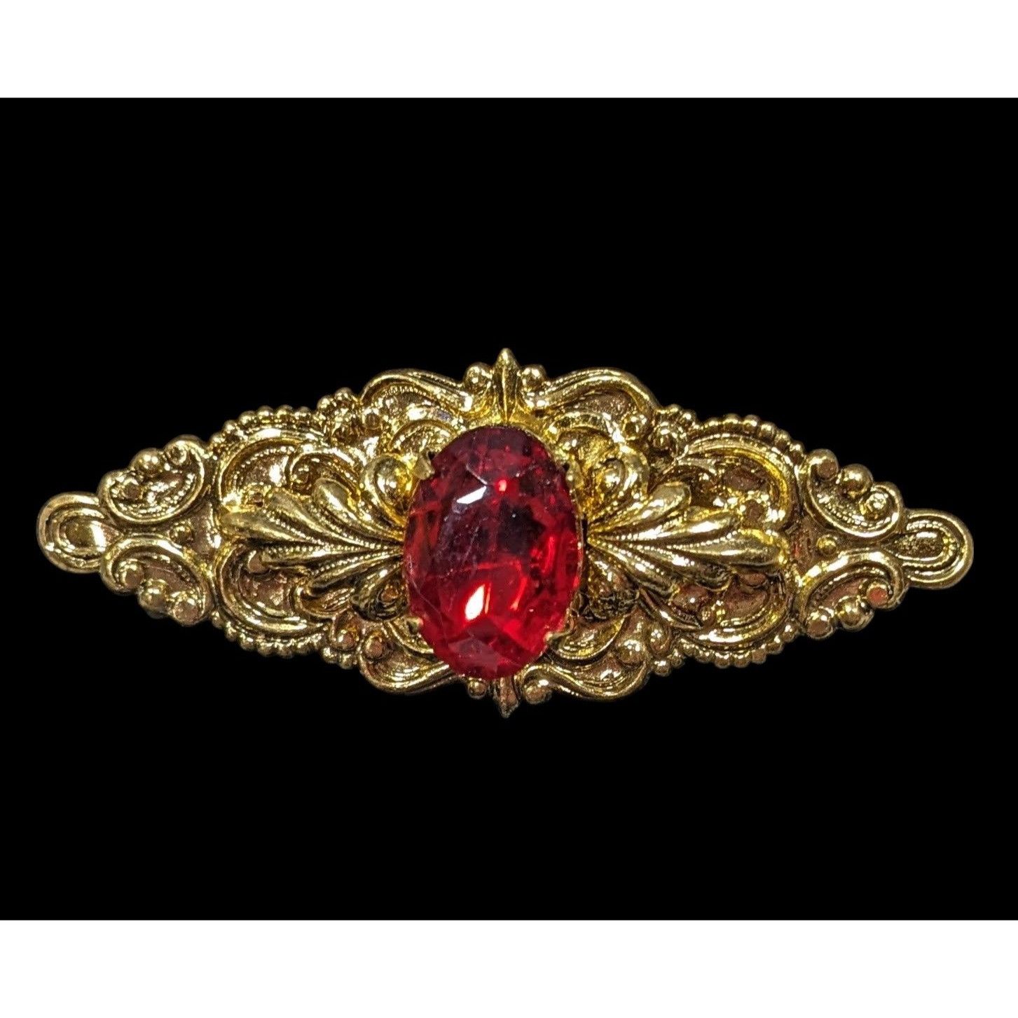 Other Vintage Victorian Vampire Red Gemmed Floral Brooch Size ONE SIZE - 1 Thumbnail