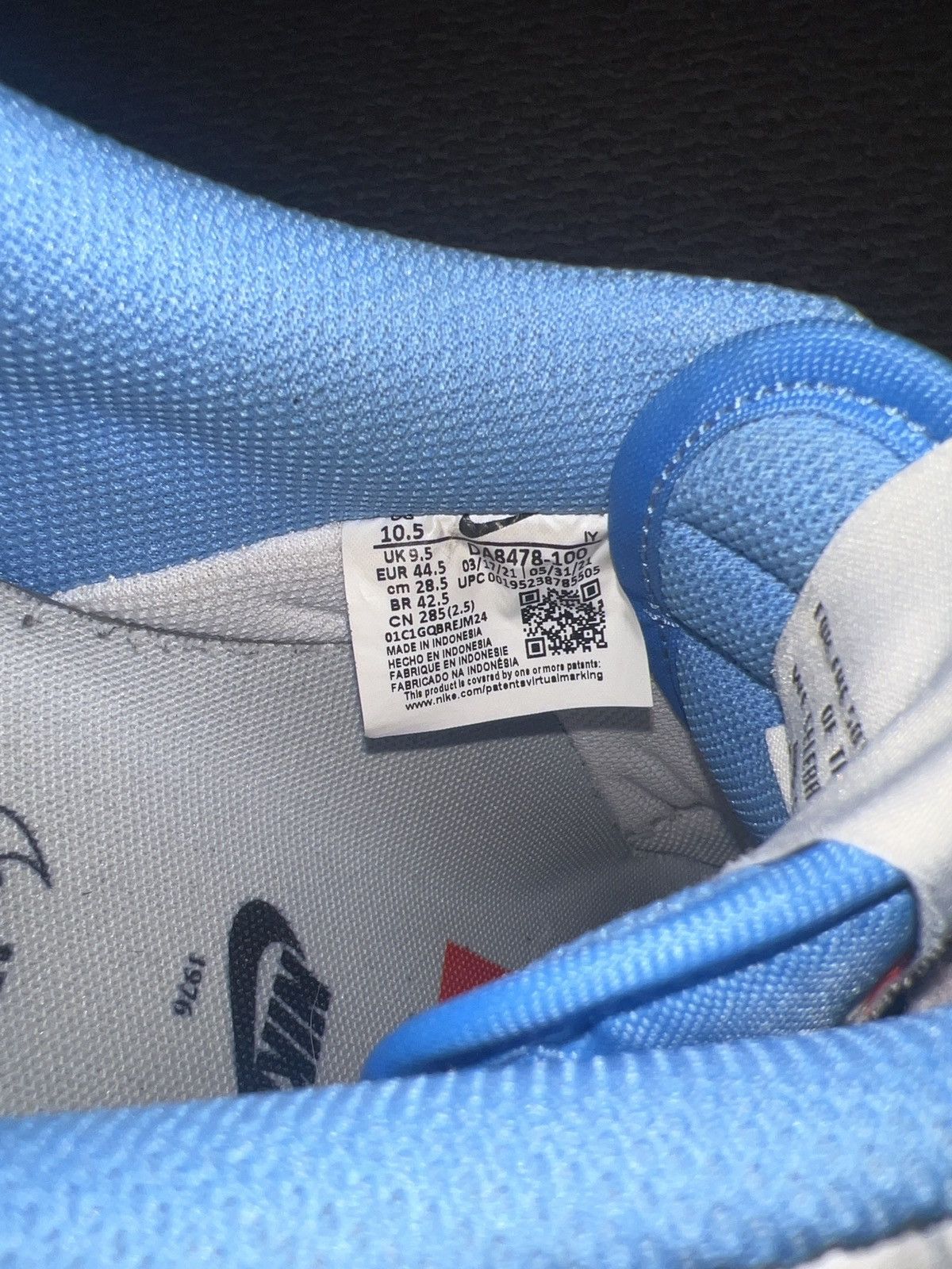 Nike Nike Air Force 1 ‘07 “First Use - white university blue” Size US 10.5 / EU 43-44 - 5 Thumbnail