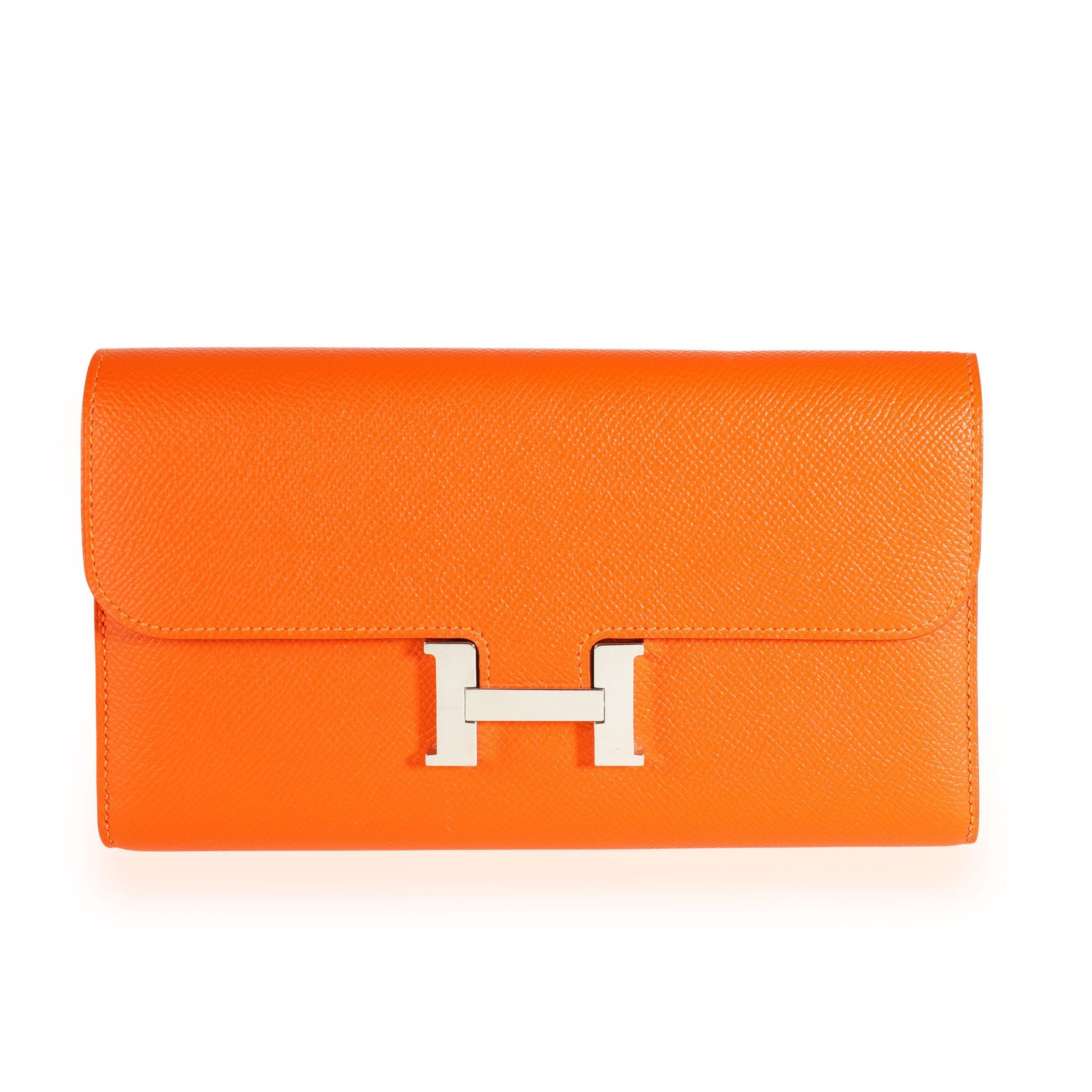 image of Hermes Orange Epsom Constance Long Wallet Phw, Women's