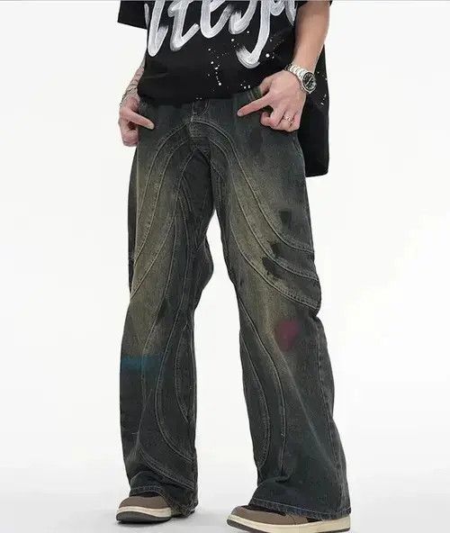 Jean VIBE Y2K Dirty Grunge Hip Hop Baggy Jeans Size US 34 / EU 50 - 5 Thumbnail