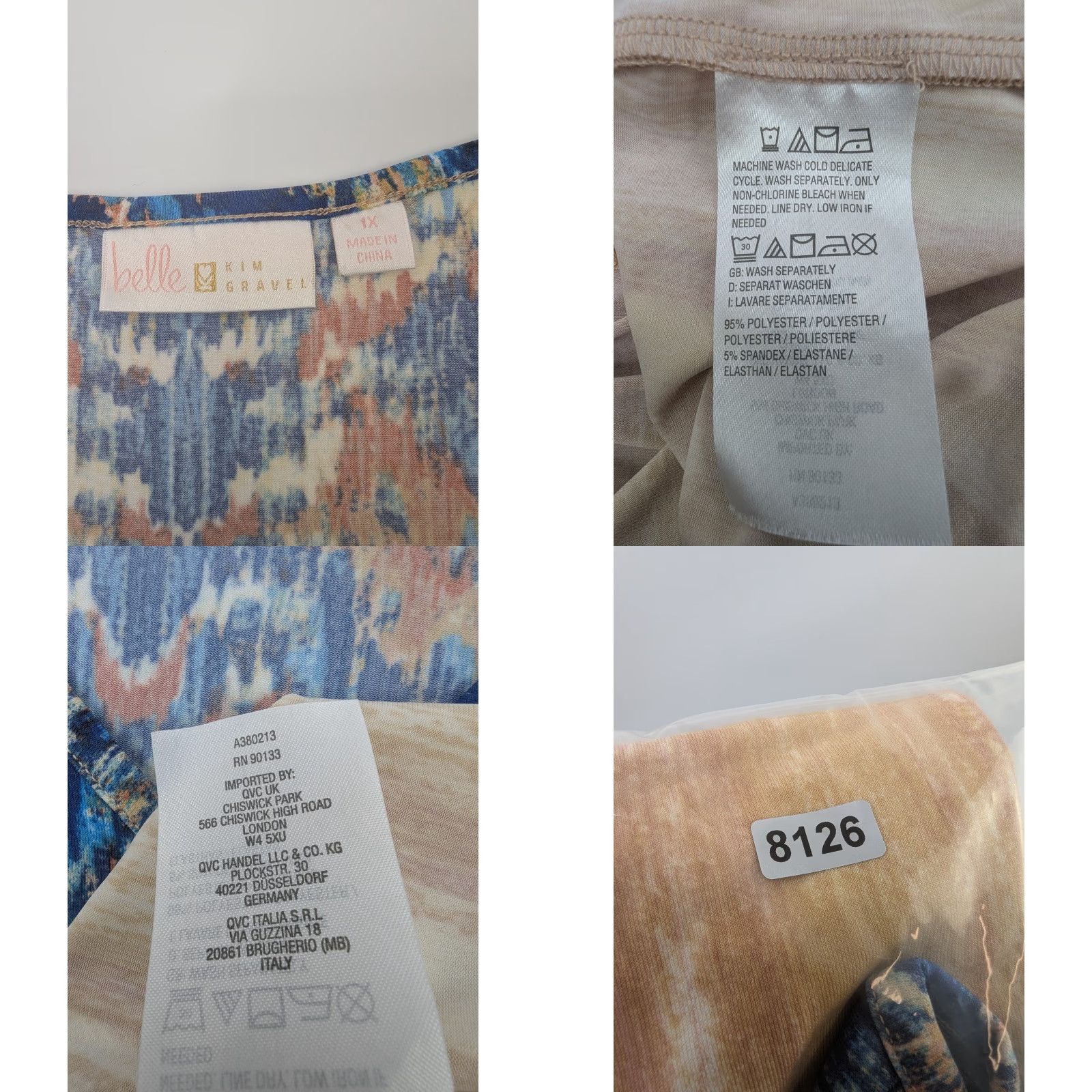 Vintage Belle by Kim Gravel Blouse 1X Blue Orange Bohemian Print V-Neck 3/4 Sleeve Shirt Womens Size XL / US 12-14 / IT 48-50 - 8 Thumbnail