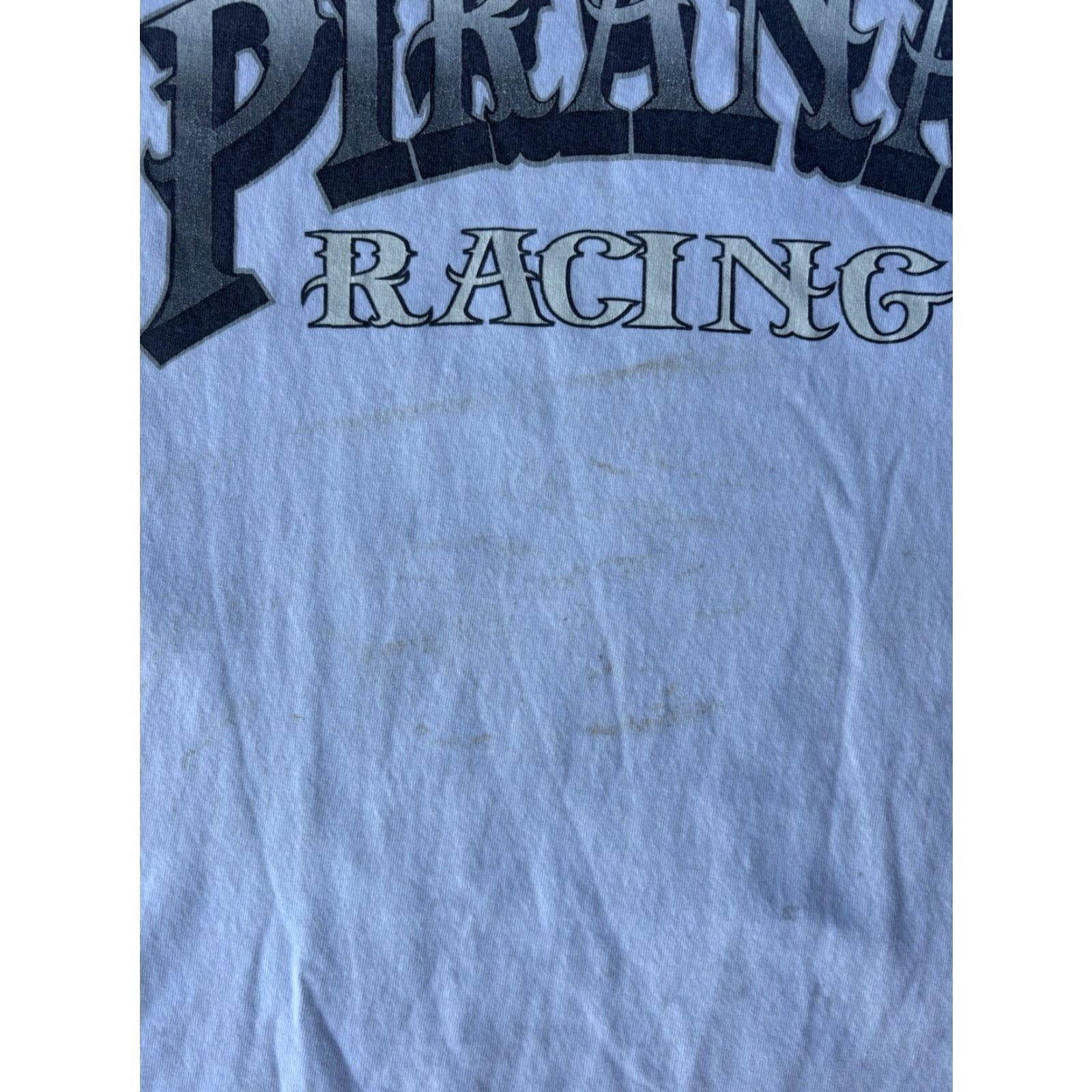 Vintage VINTAGE Pirana Z T-Shirt XL White Graphic Print Crew Neck Short Sleeve Grunge Racing Nuts & Bolts Men Size US XL / EU 56 / 4 - 7 Thumbnail