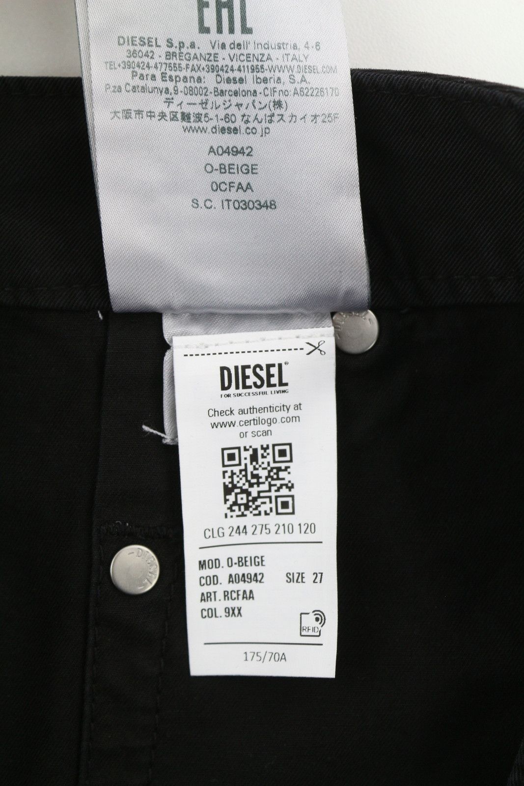 Diesel O-BEIGE W27 Black Twill Button A-Line Mini Skirt 41316 Size 27" / US 4 / IT 40 - 11 Thumbnail
