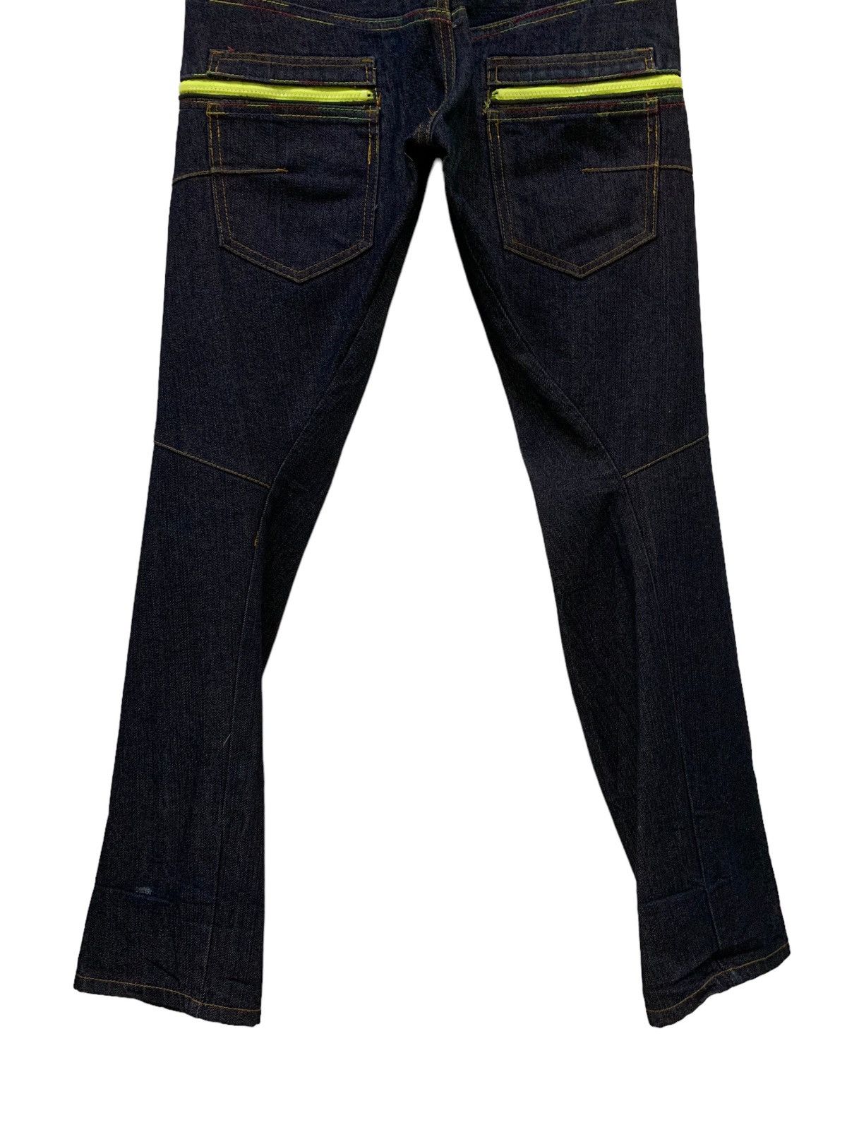 Japanese Brand Brithmint Japan Double Waist Neon Zipper Curved Leg Jeans Size US 30 / EU 46 - 13 Thumbnail