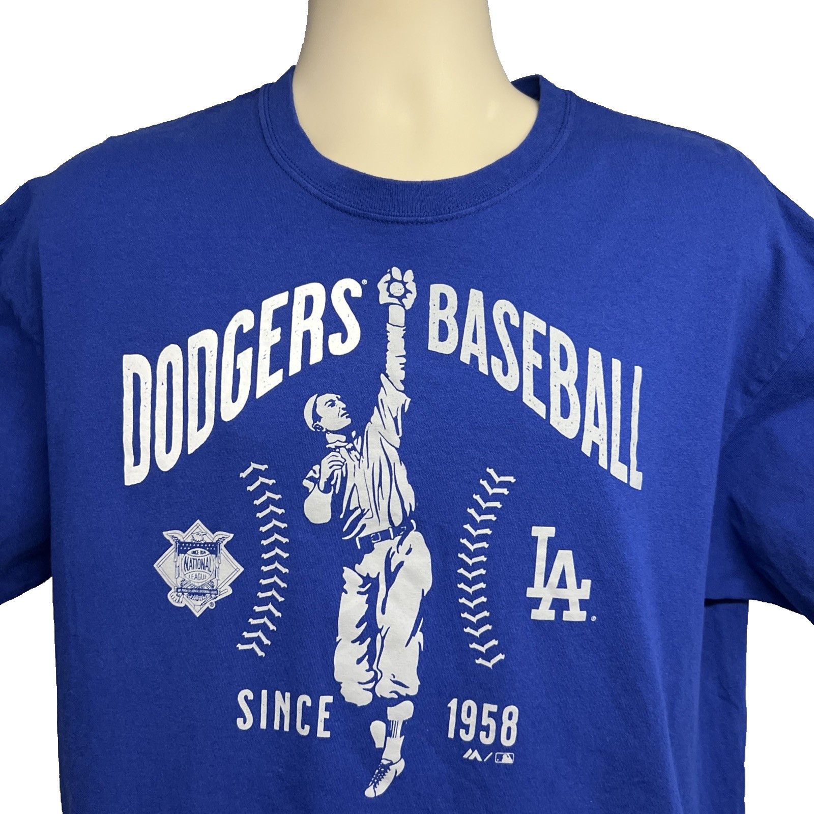 Majestic Los Angeles Dodgers Baseball Blue Graphic T-Shirt Mens XL Size US XL / EU 56 / 4 - 4 Thumbnail