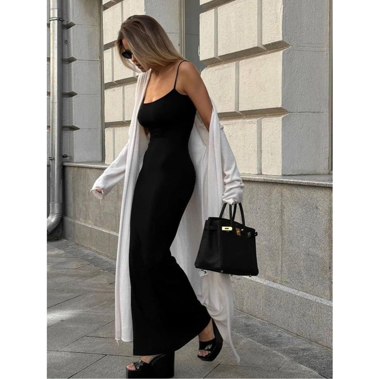 The Unbranded Brand Medium Ribbed Lounge Slip Long Dress Backless Maxi Dress Size M / US 6-8 / IT 42-44 - 2 Thumbnail