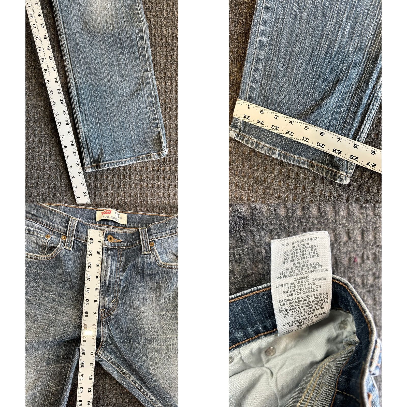 Levi's VINTAGE Levi’s 514 Jeans Slim Straight Mens 34 x 32 Blue Distressed Whiskering Jeans Brown? Size US 34 / EU 50 - 8 Thumbnail