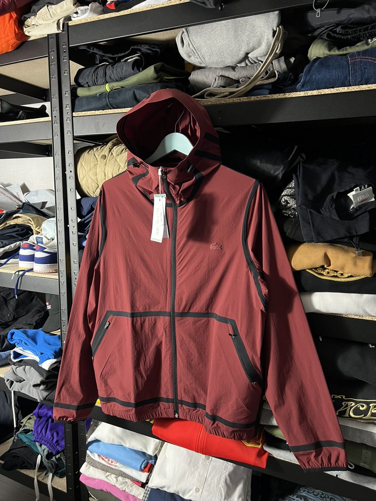 Lacoste 🐊 Lacoste Technical Hooded Jacket Burgundy Size M–L Size US M / EU 48-50 / 2 - 1 Thumbnail
