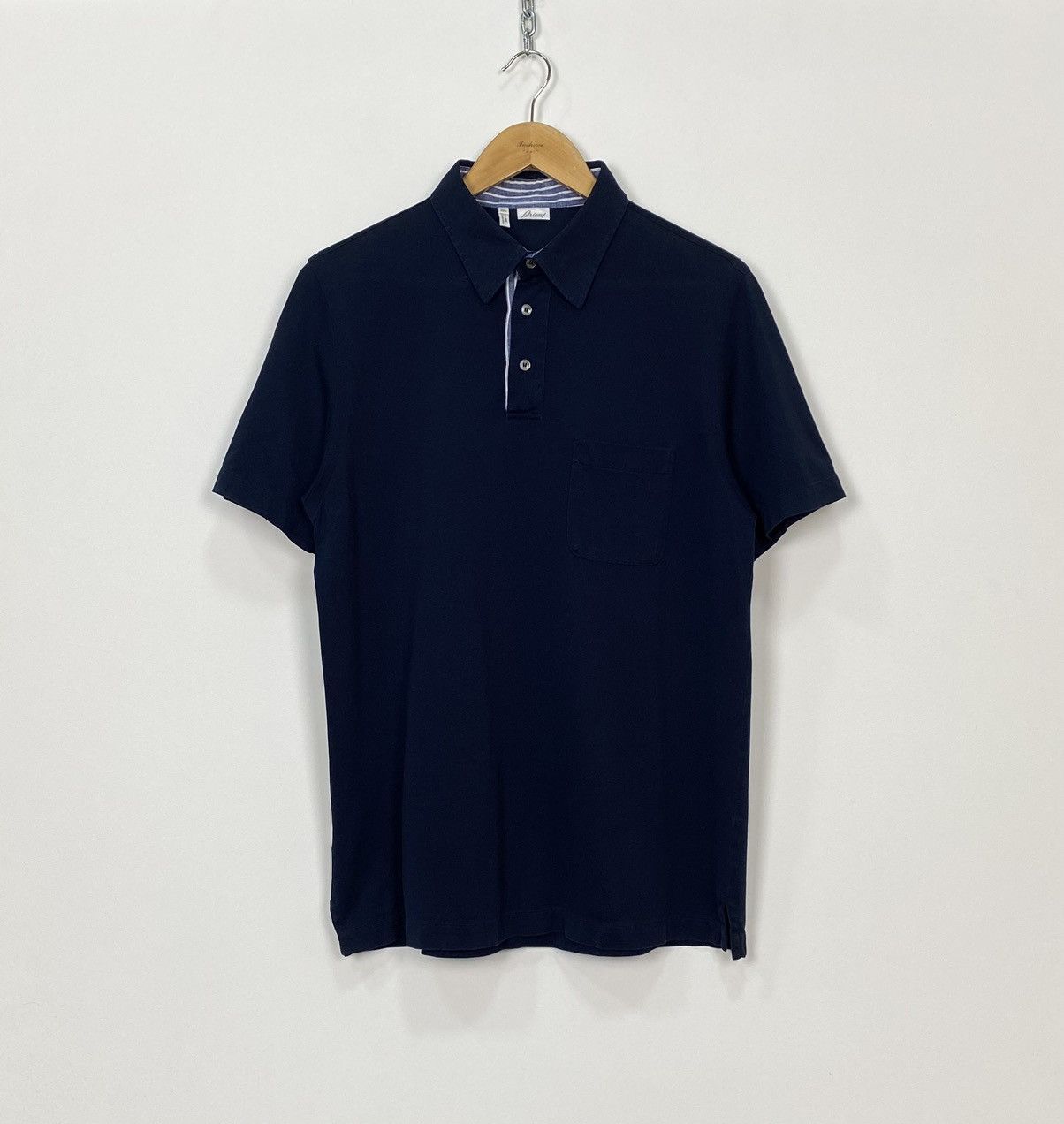 image of Authentic Brioni Mens Polo Shirt Short Sleeve Size Xxl Blue