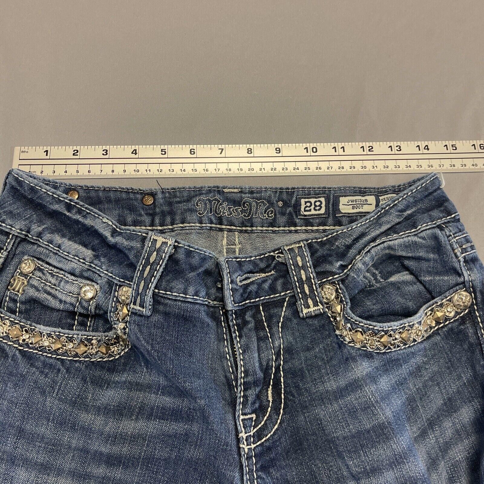 Designer MISS ME JW7132B Boot Rhinestone Bootcut Denim Jeans SIZE 28 Size 28" / US 6 / IT 42 - 9 Thumbnail
