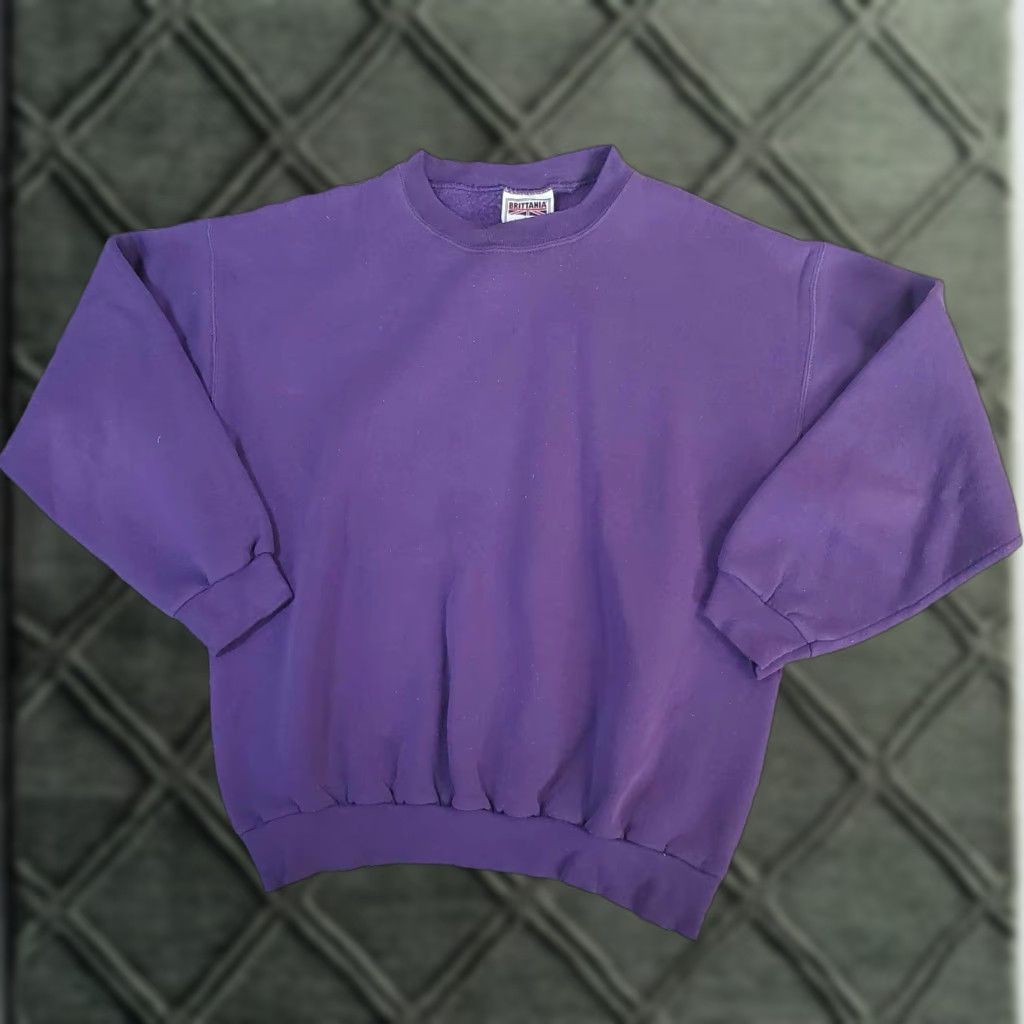CO VINTAGE Brittania Levi Strauss & Co Sweatshirt Large Purple Unisex Adults Crew Neck Pullover Blank 90s Winter Casual Size US L / EU 52-54 / 3 - 1 Thumbnail