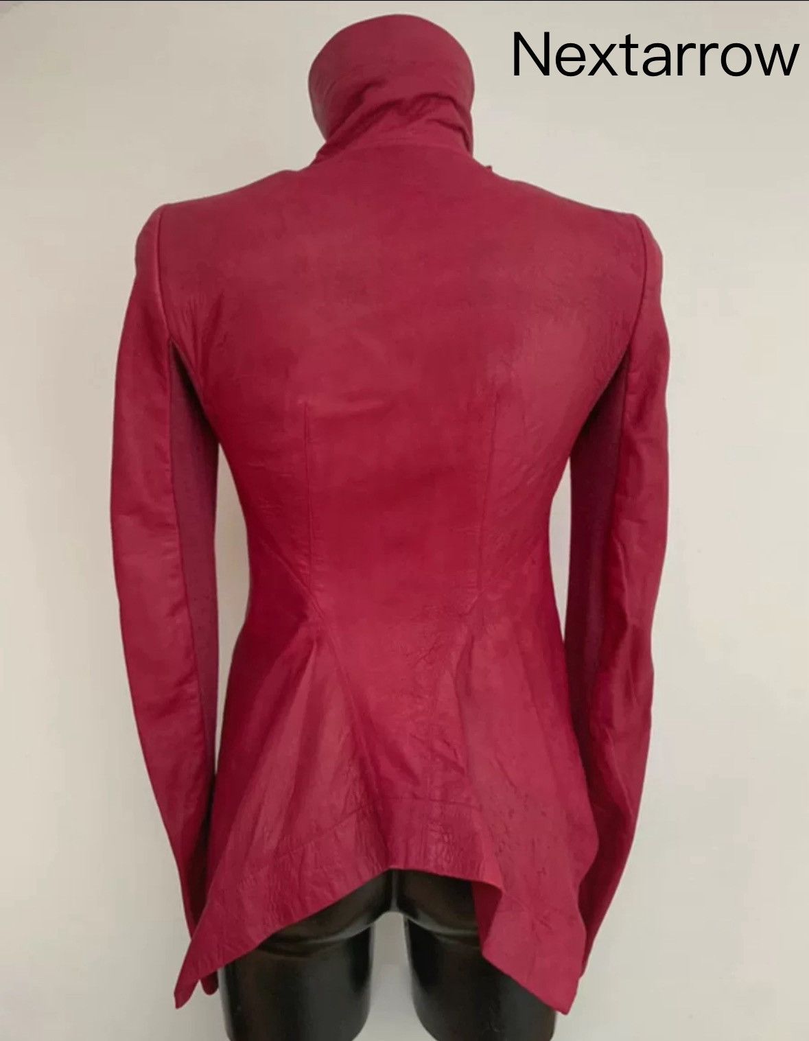 Rick Owens Rick Owens Burgundy Red Sheepskin Tail Motorcycle Jacket Size US XS / EU 42 / 0 - 2 Thumbnail