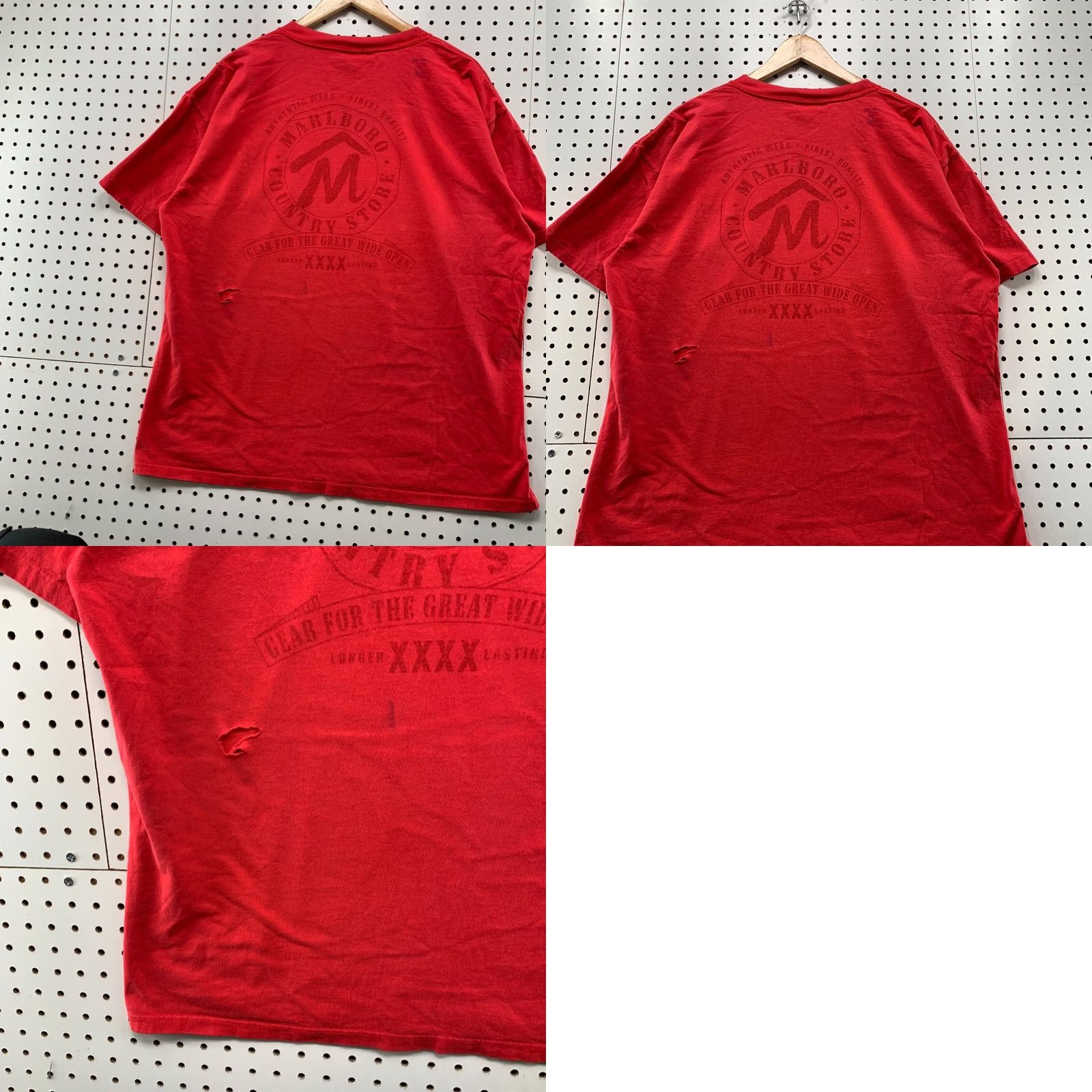 Marlboro VINTAGE Marlboro Shirt Mens XL Red 90s Single Stitch DIstress Size US XL / EU 56 / 4 - 10 Thumbnail